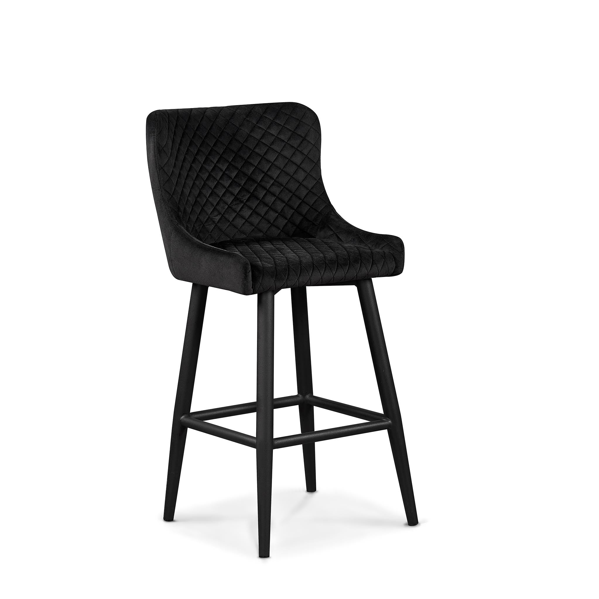 Brooklyn Velvet Kitchen Breakfast Bar Stools Dark Grey Black Blue Green Contemporary Upholstered Tall Dining Chairs Restaurant