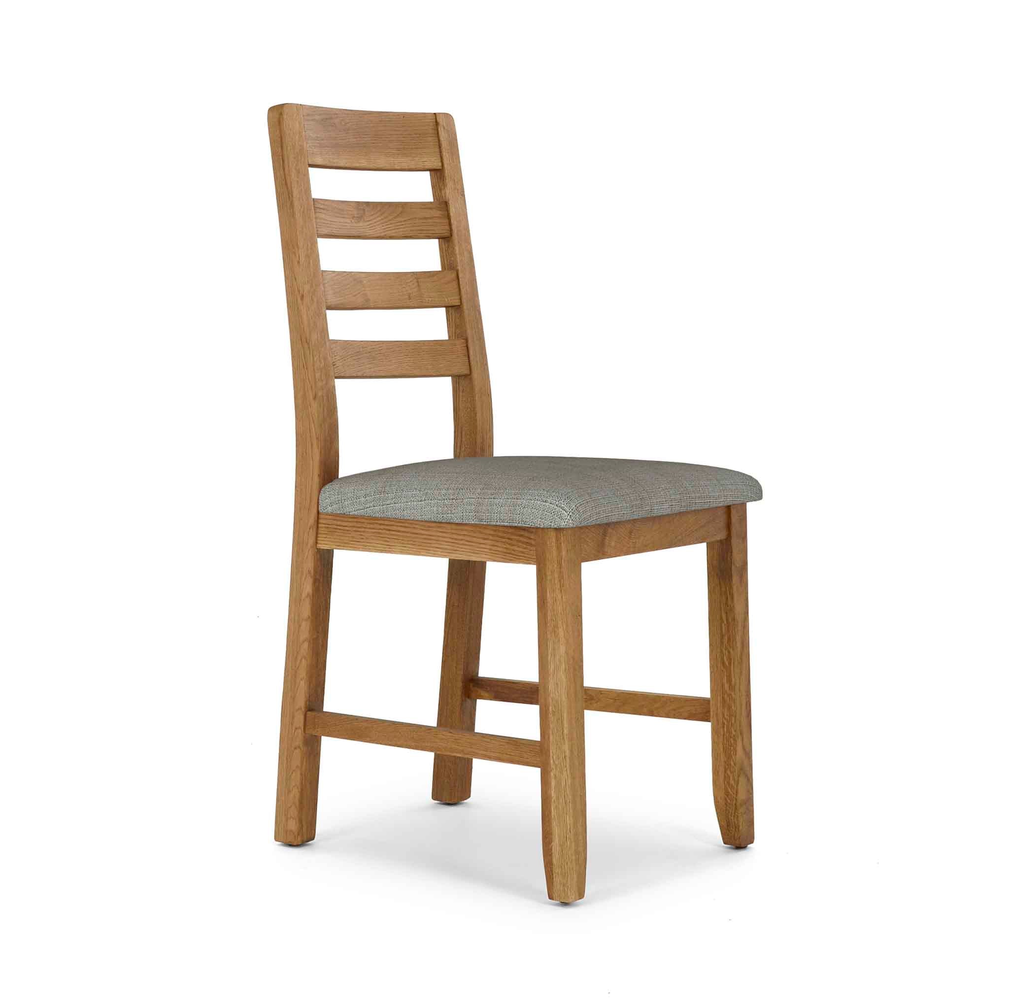 Harvey Chunky Oak Dining Chairs With Linen Or Faux Leather Seats