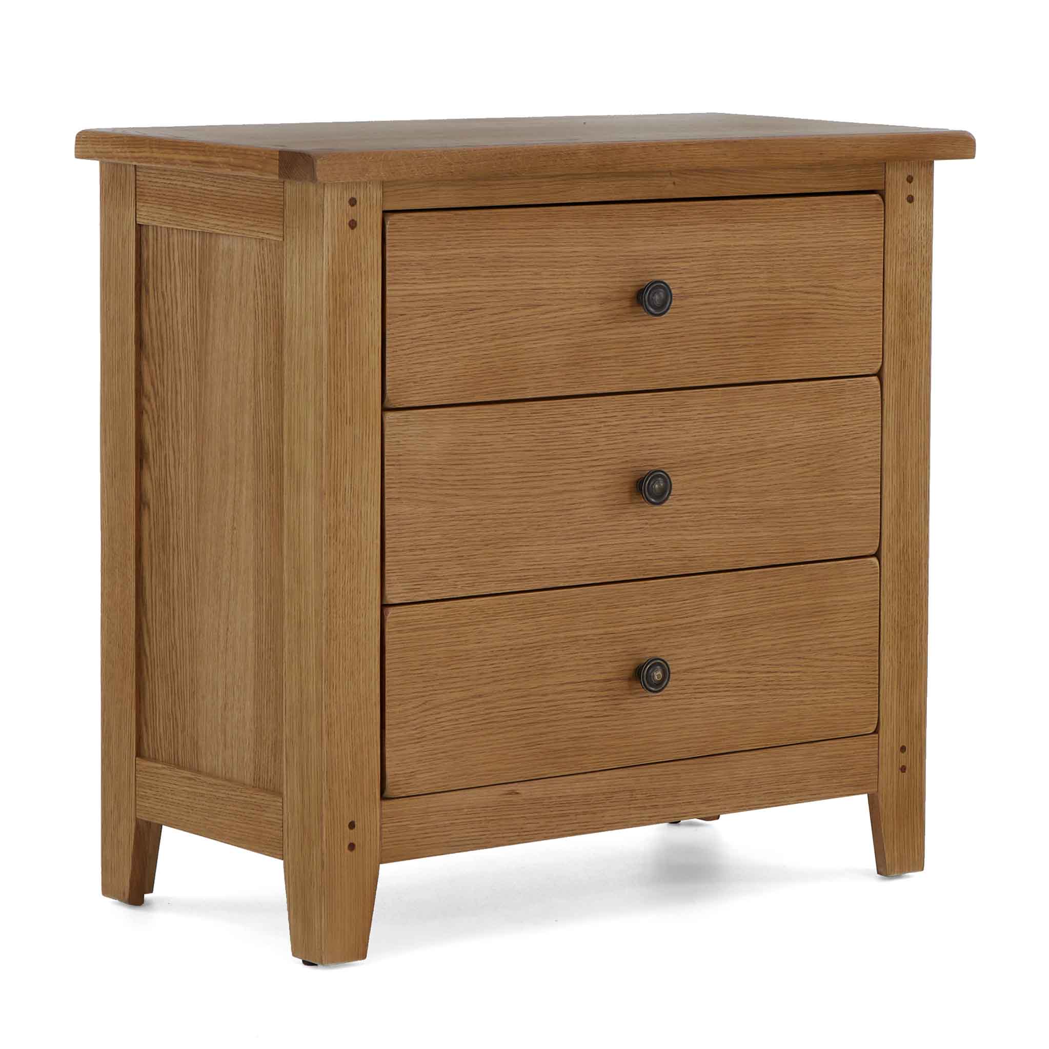 Broadway Oak 3 Drawer Chest W80cm Solid Wood Roseland