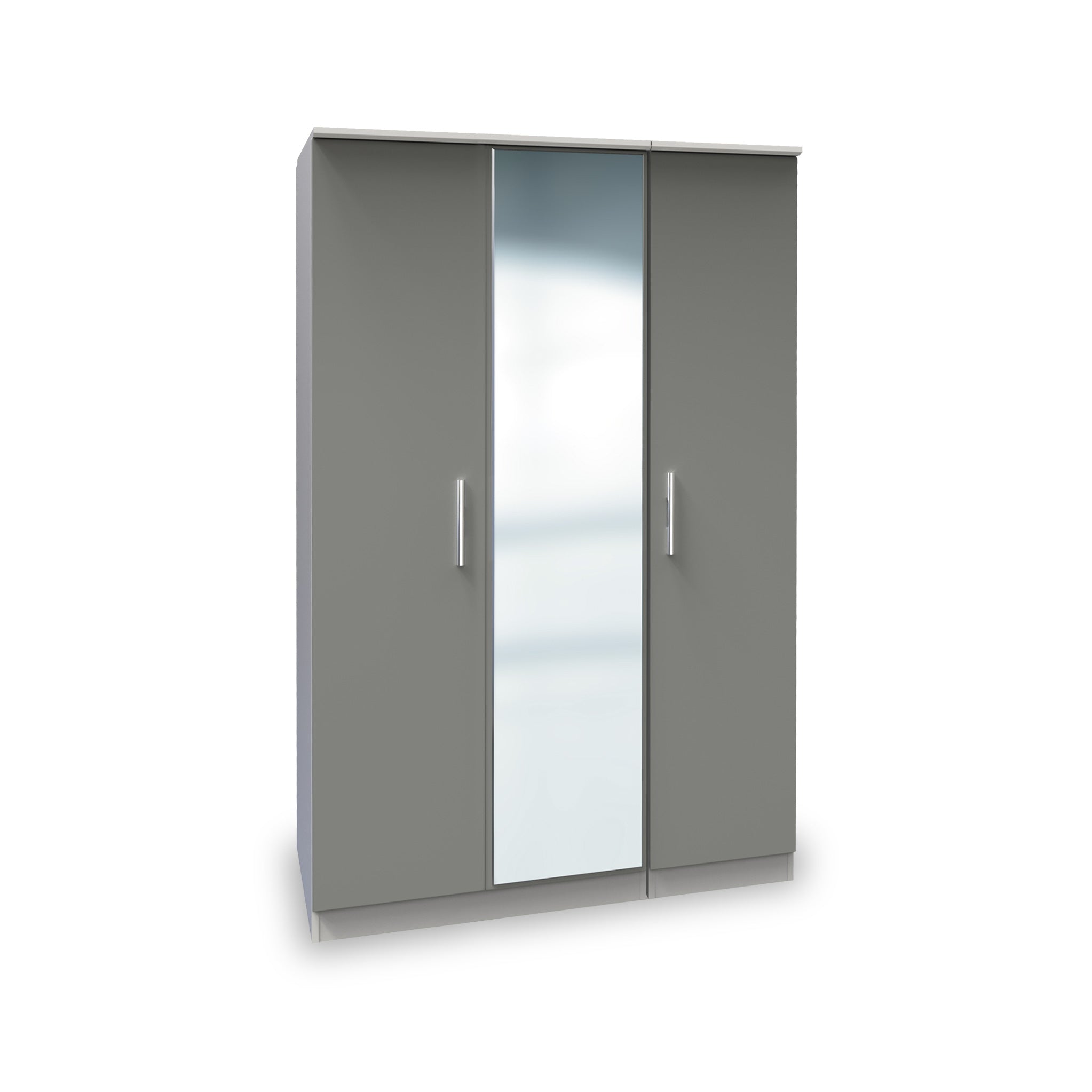 Blakely White Grey 3 Door Triple Wardrobe With Mirror Roseland