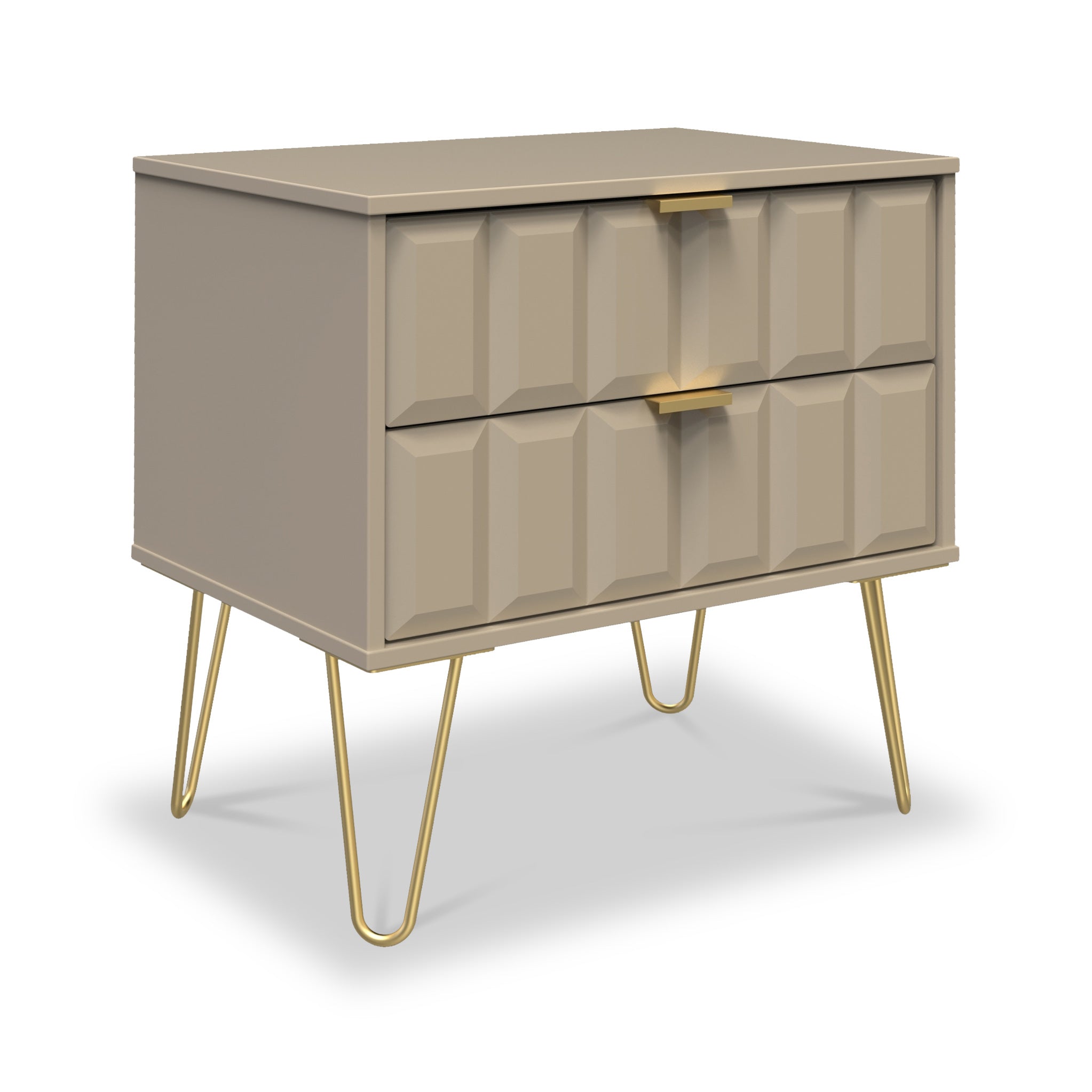 Harlow Chic 2 Drawer Utility Chest With Gold Hairpin Legs Roseland