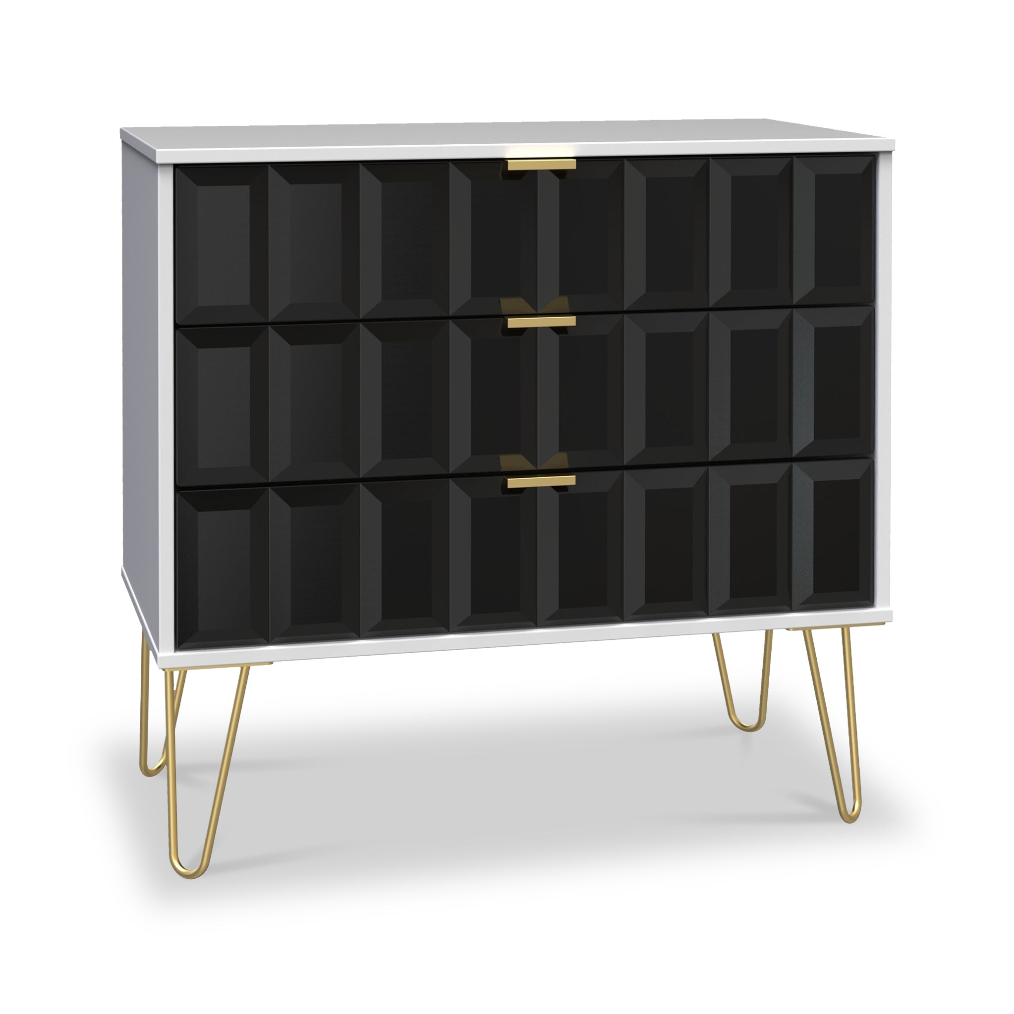 Harlow Chic 3 Drawer Chest With Gold Hairpin Legs Roseland