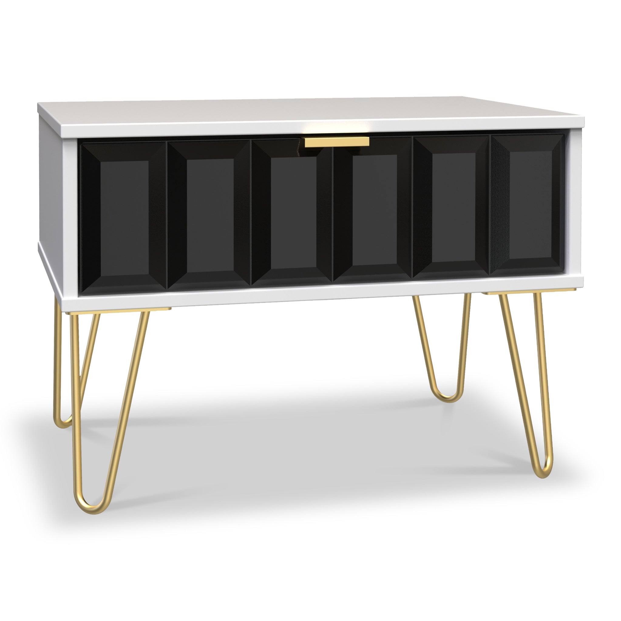 Harlow Chic 1 Drawer Lamp Side Table With Gold Hairpin Legs Roseland