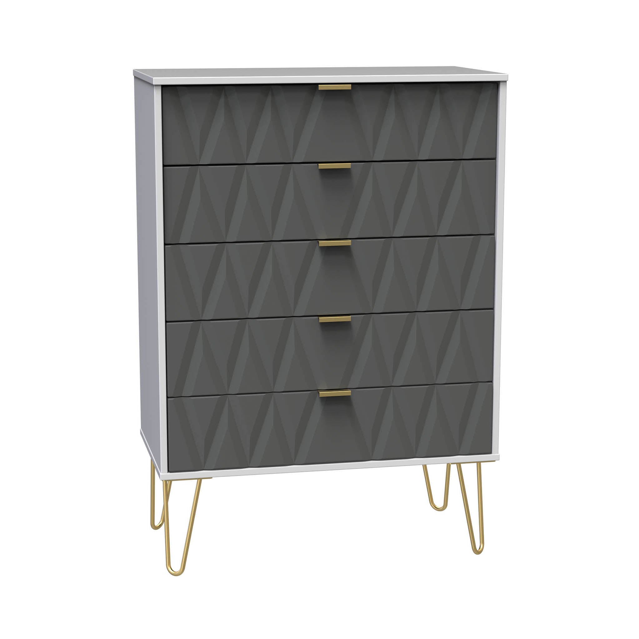 Geo 5 Drawer Chest With Gold Hairpin Legs Roseland