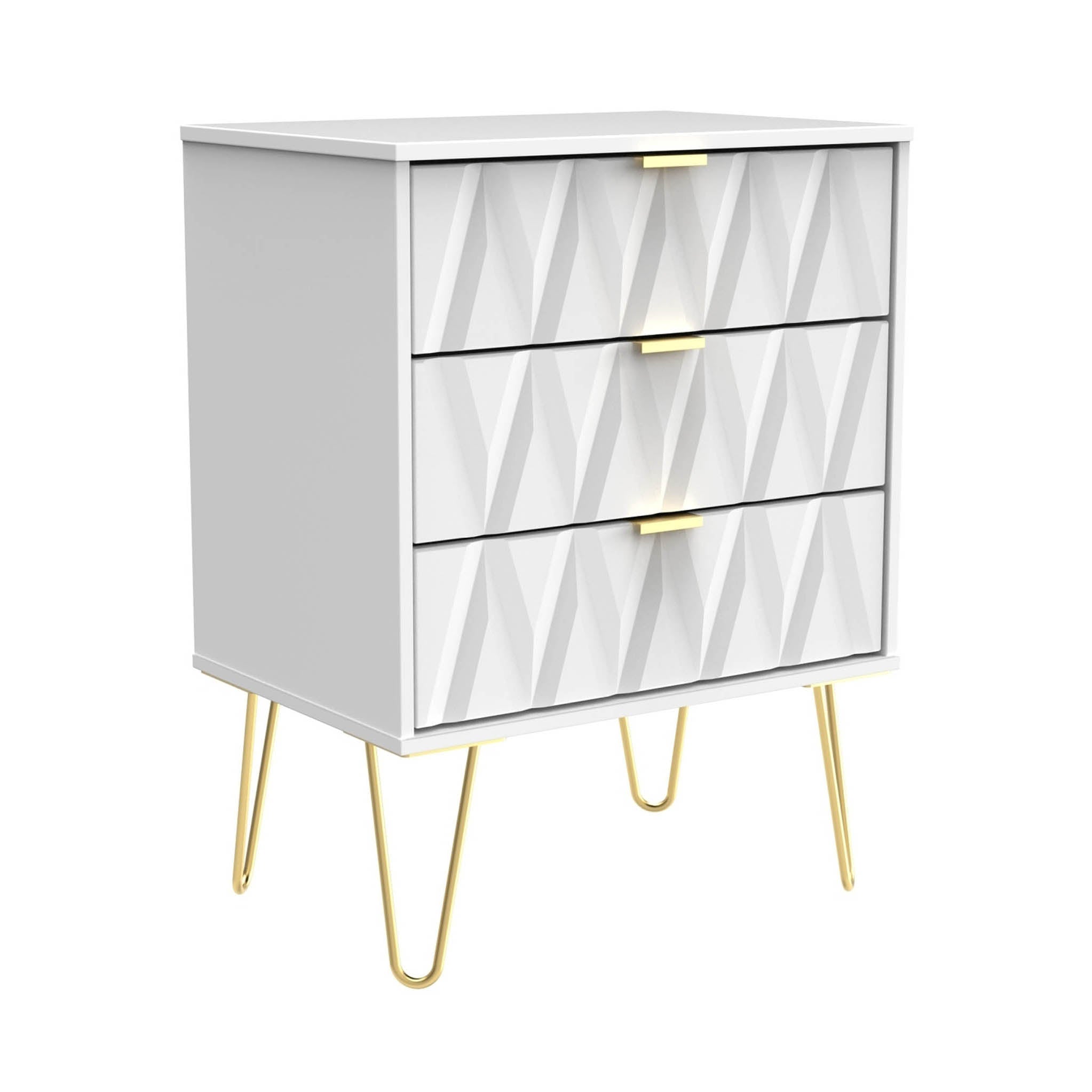 Geo 3 Drawer Midi Chest With Gold Hairpin Leg Roseland