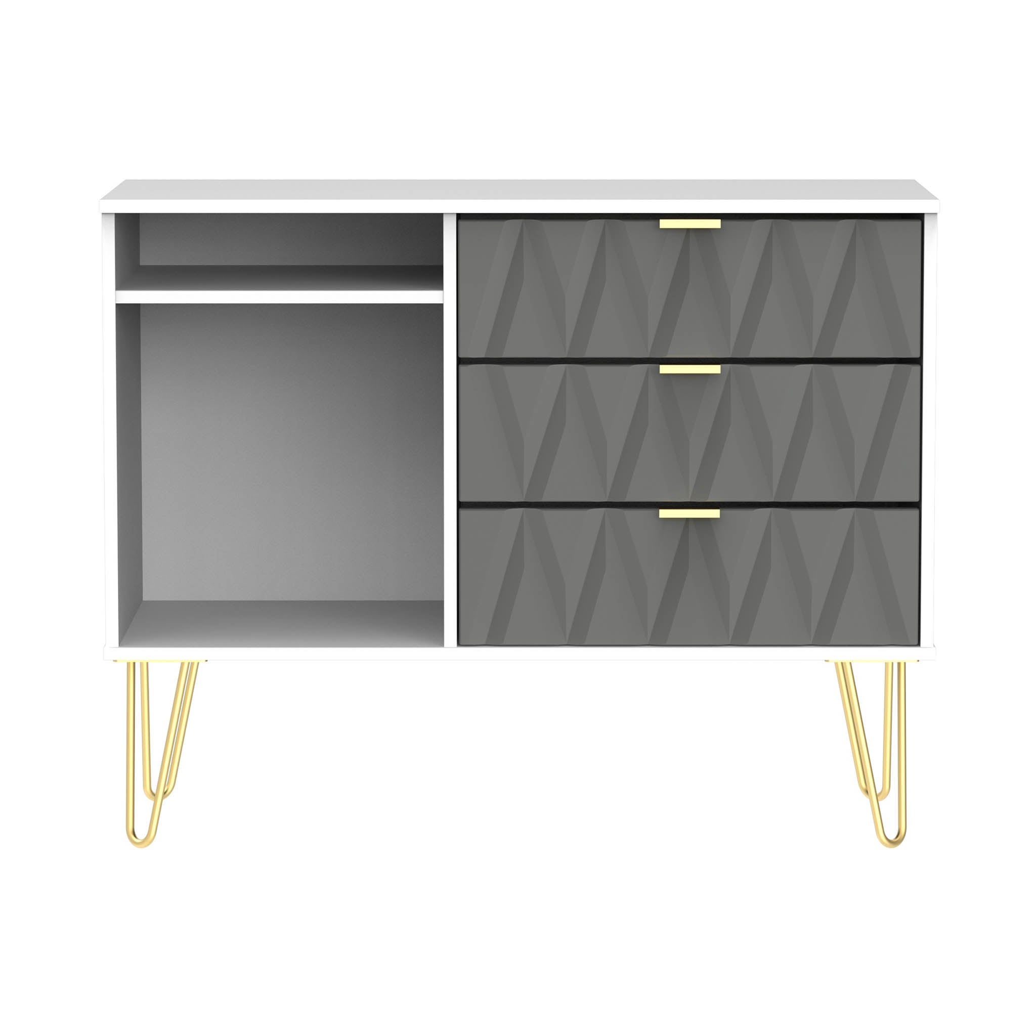 Geo 3 Drawer Tv Unit With Gold Hairpin Legs Roseland