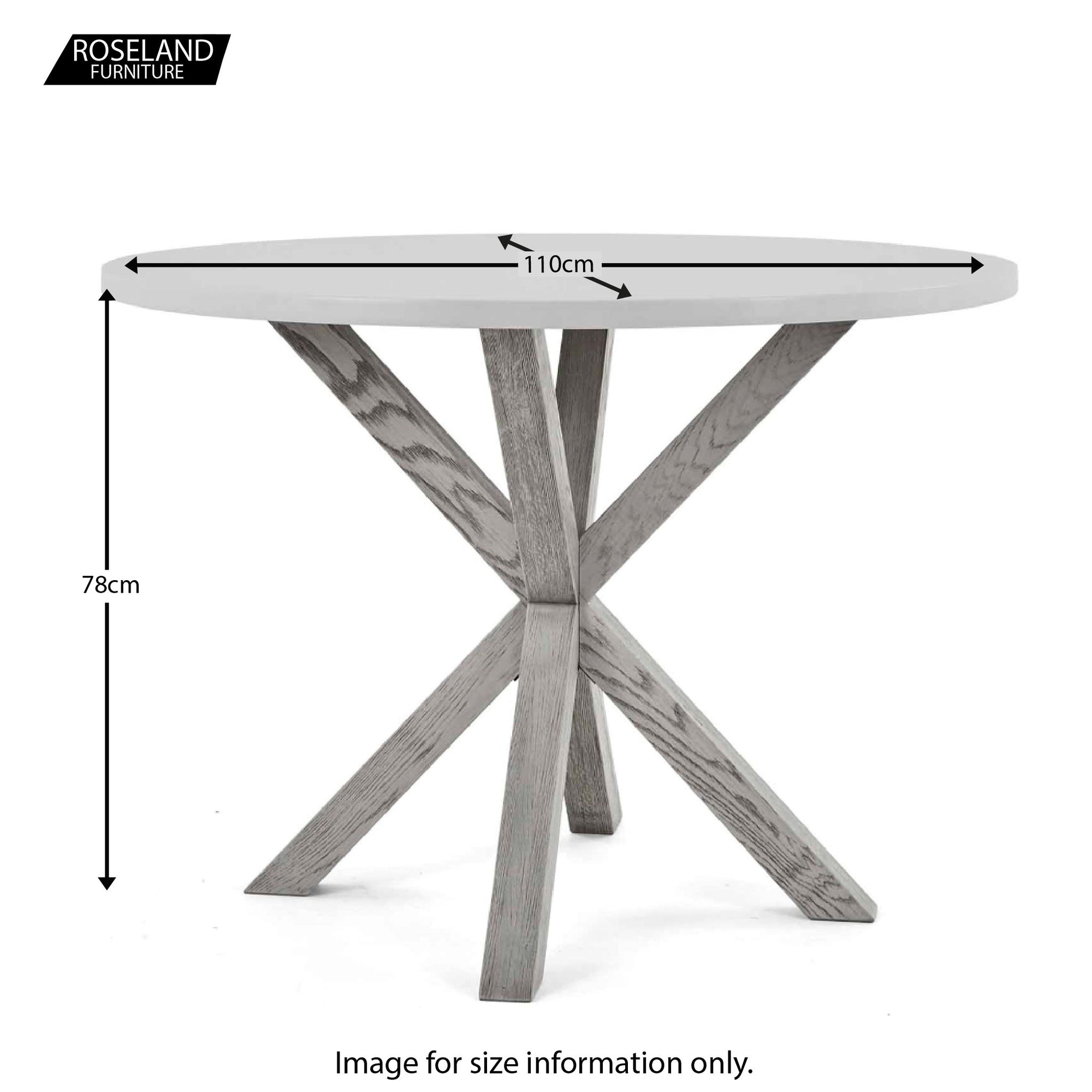 Epsom Industrial 110cm Round Dining Table Concrete Effect Solid Oak Roseland Furniture