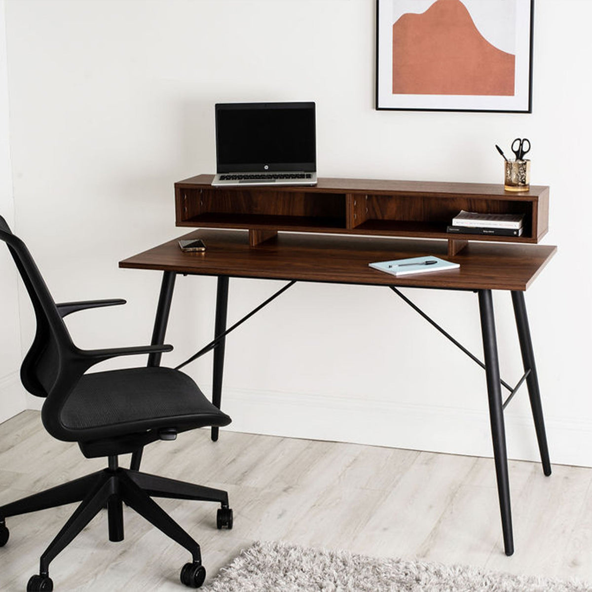 Axel Smart Office Desk Walnut Effect | Work From Home Table for Laptop PC |  Roseland Furniture