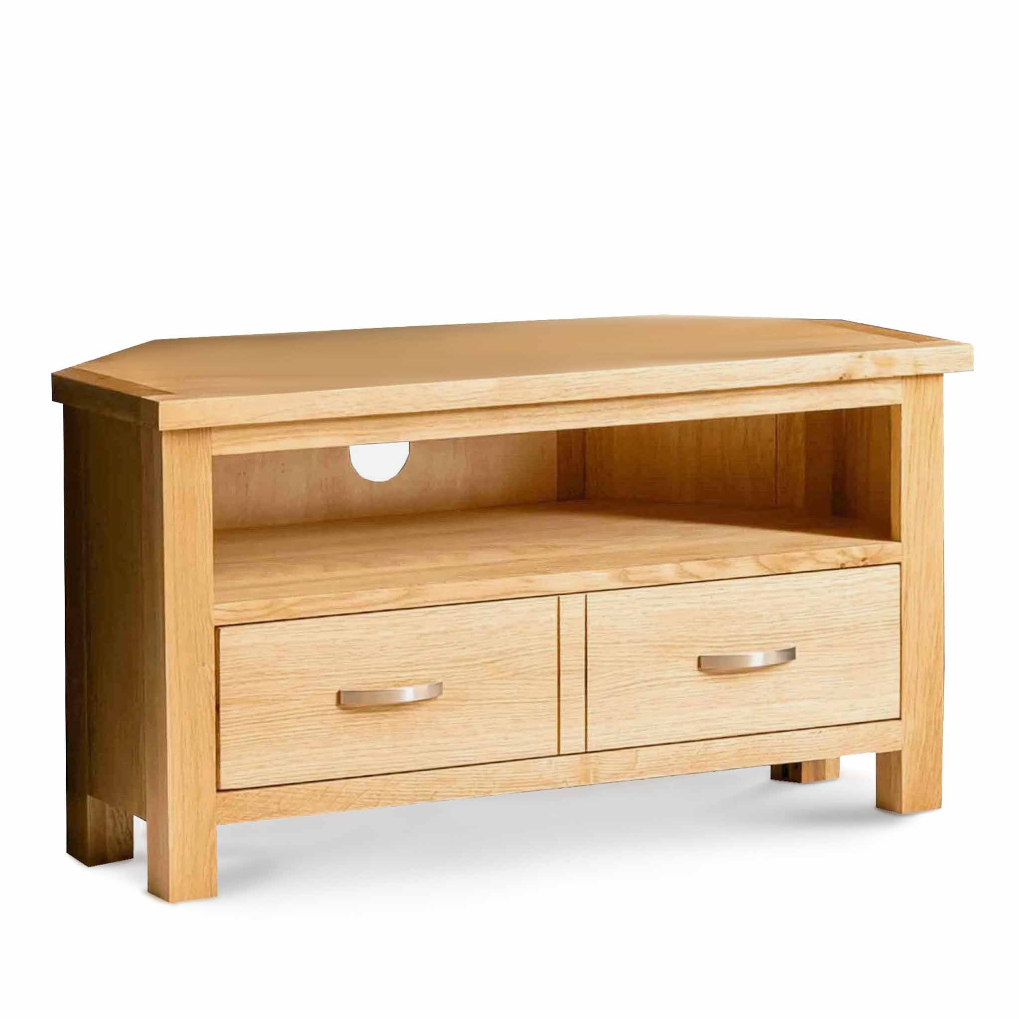 London Oak Corner Tv Stand For Screens Up To 42 Solid Wood