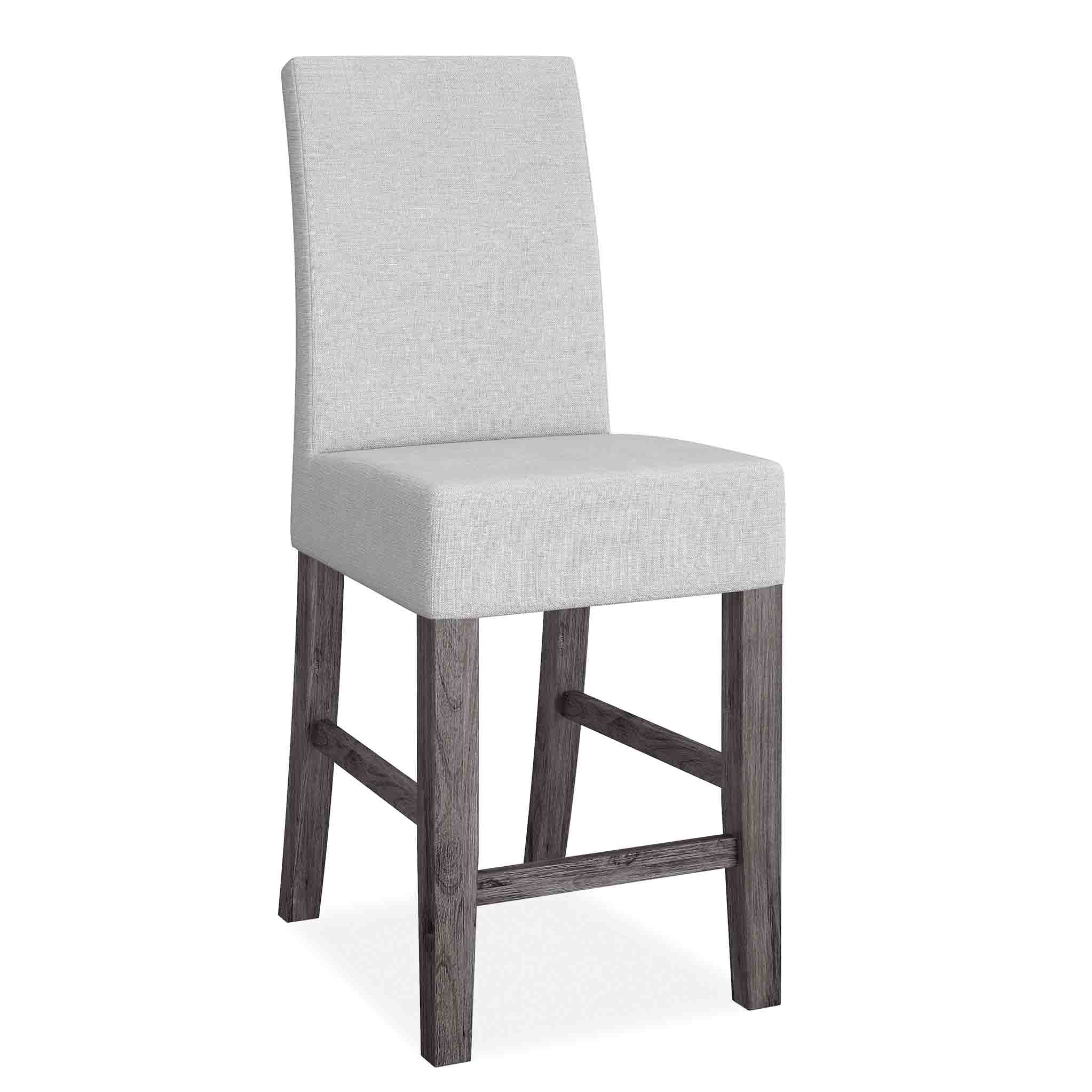 Saltaire Grey Upholstered Fabric Acacia Kitchen Bar Stool Chair