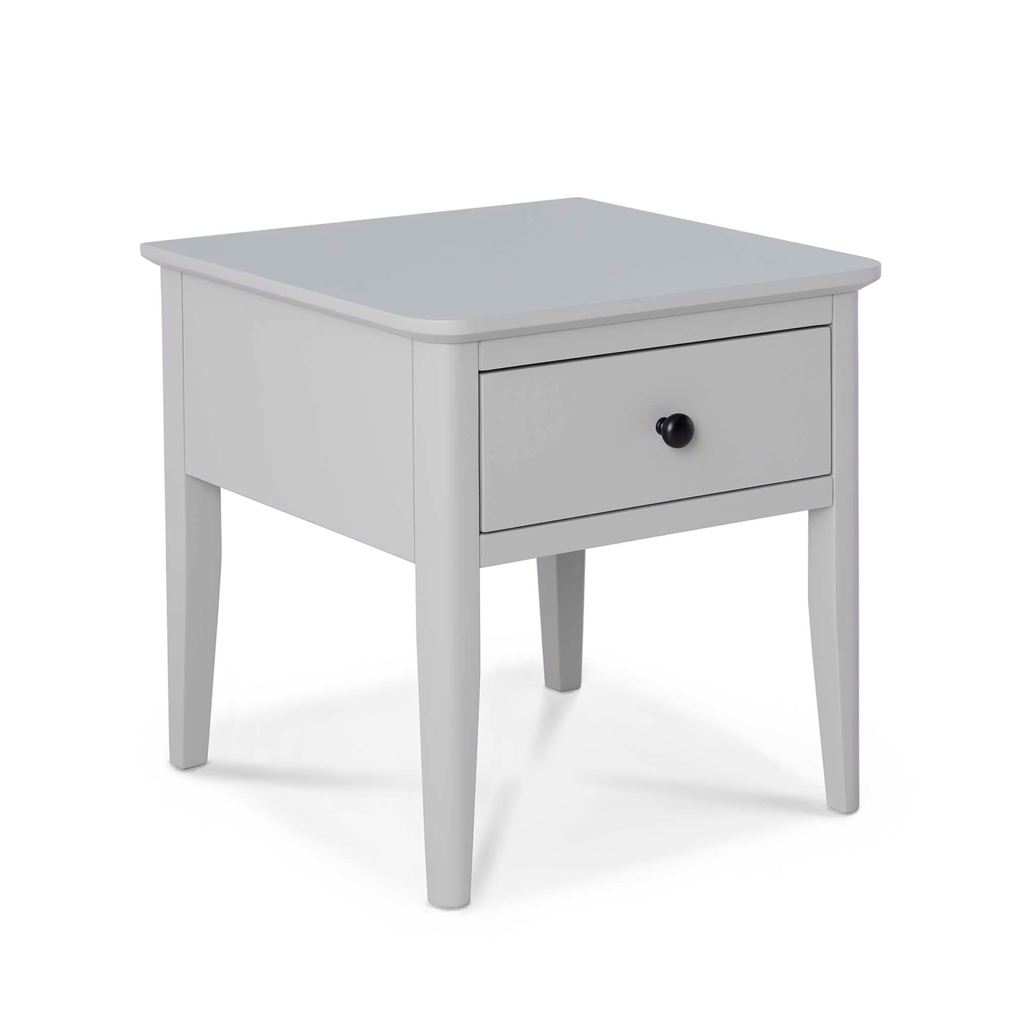 Elgin Grey Side Lamp Table With Drawer Solid Pine Wood
