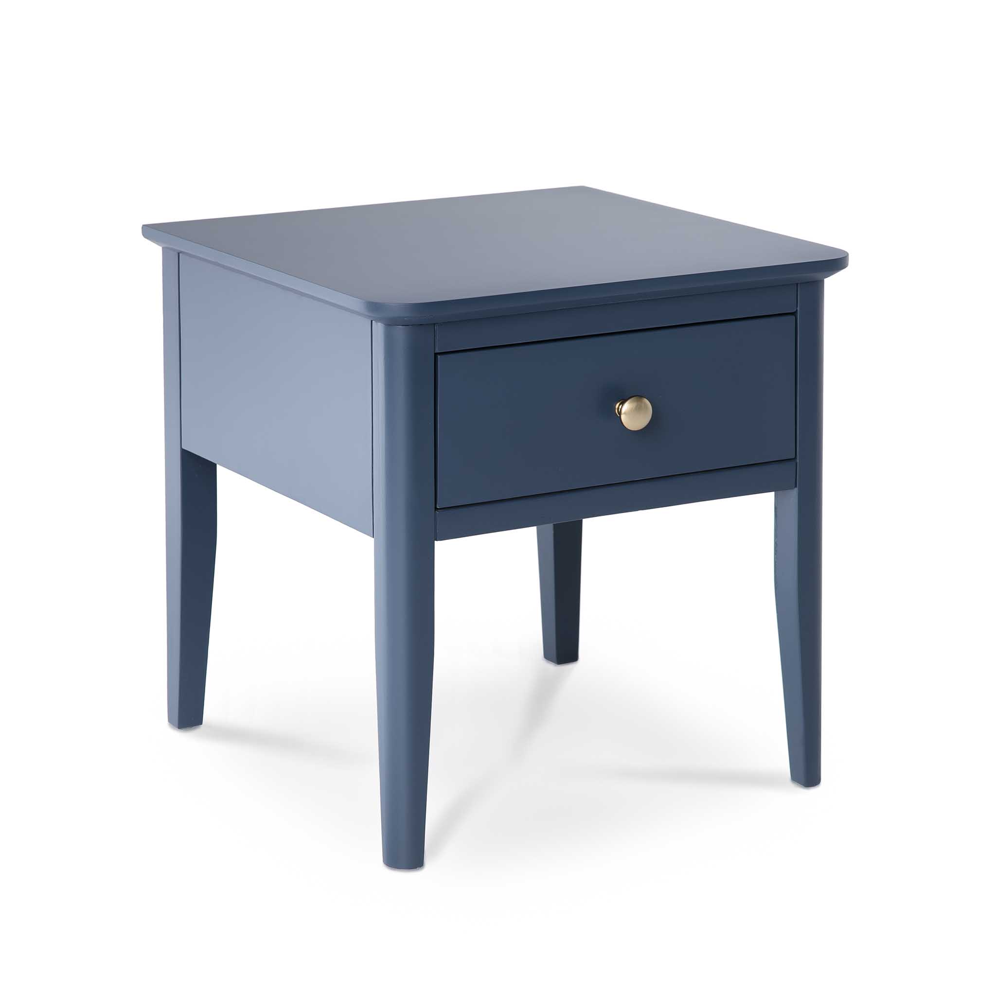 Stirling Blue Side Lamp Table With Drawer Solid Pine Wood Roseland