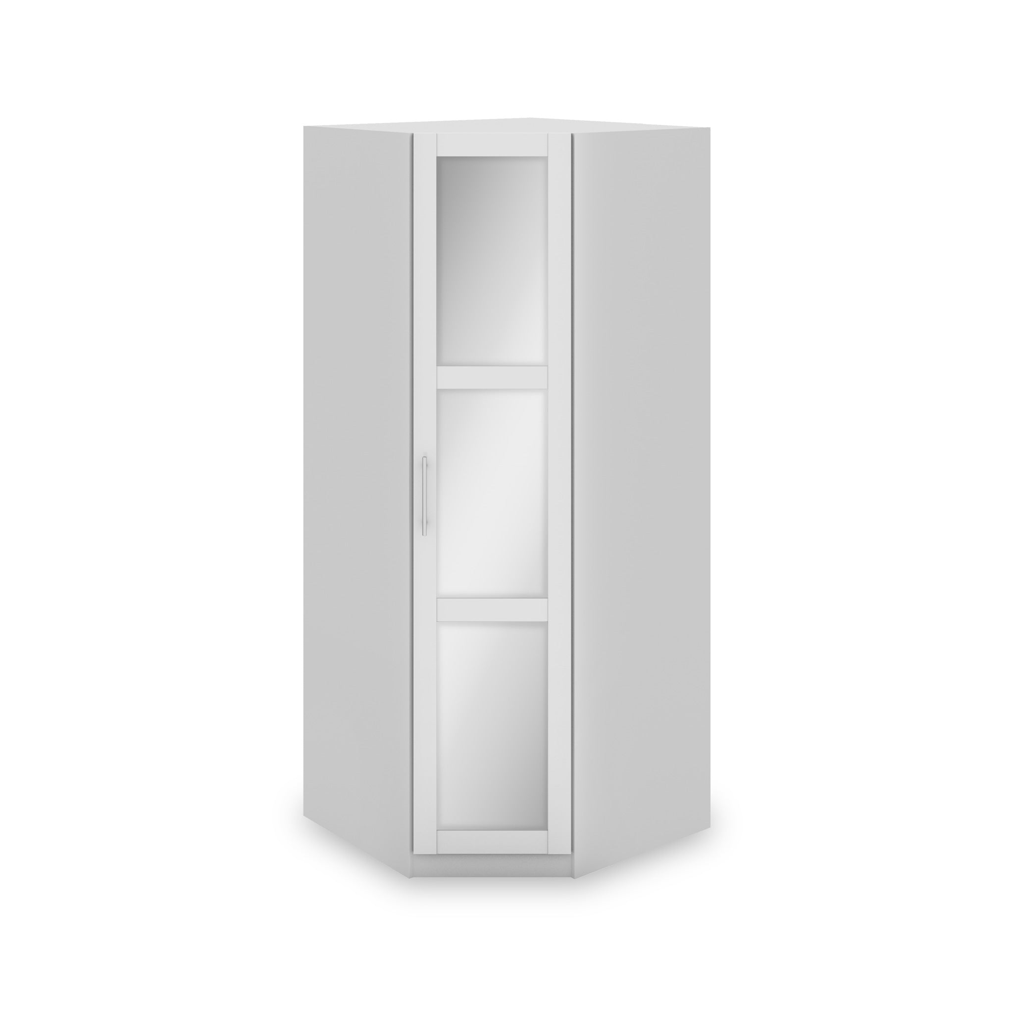 Bithlo White Mirrored Shaker Style Corner Wardrobe Roseland