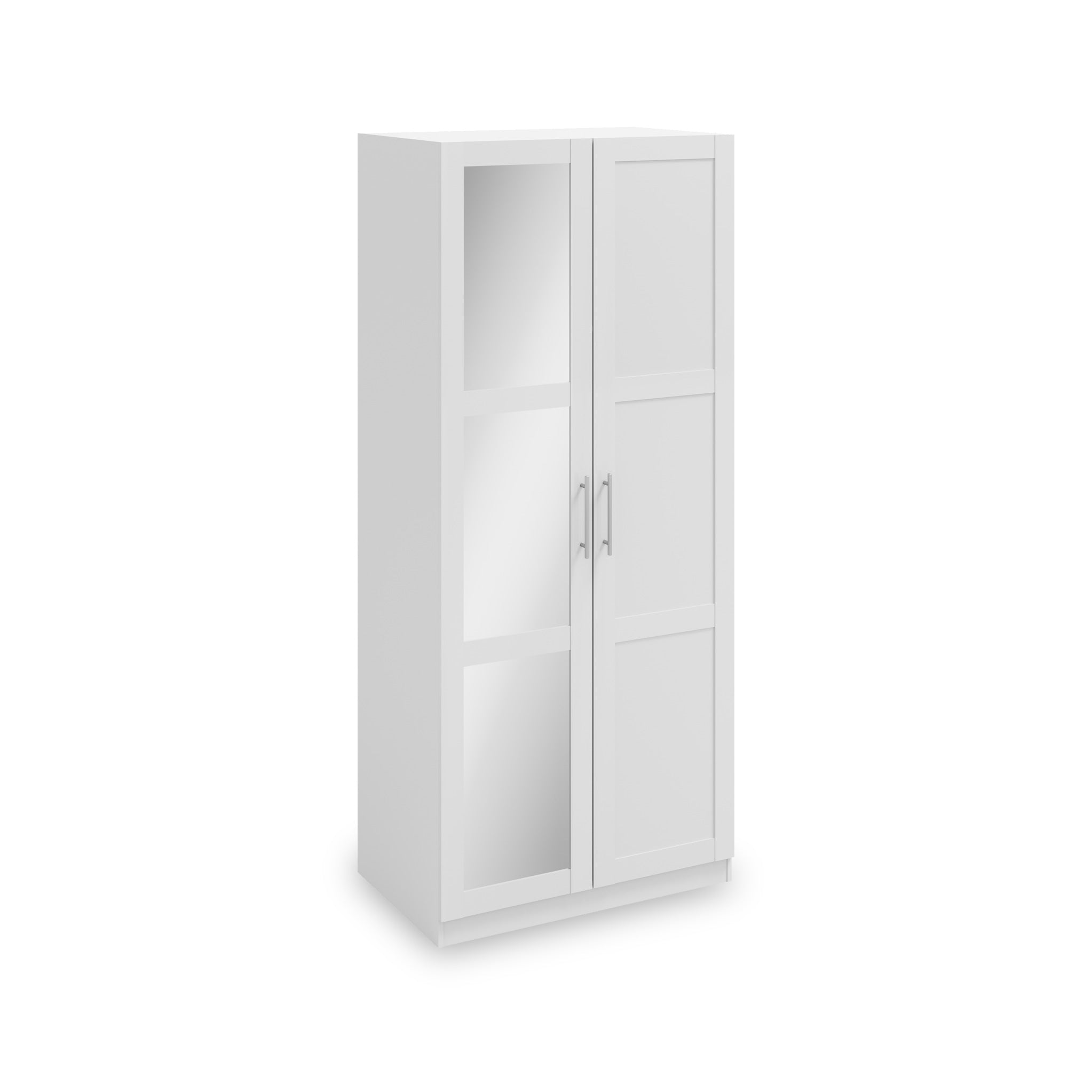 Bithlo White 2 Door Mirrored Shaker Style Double Wardrobe Roseland