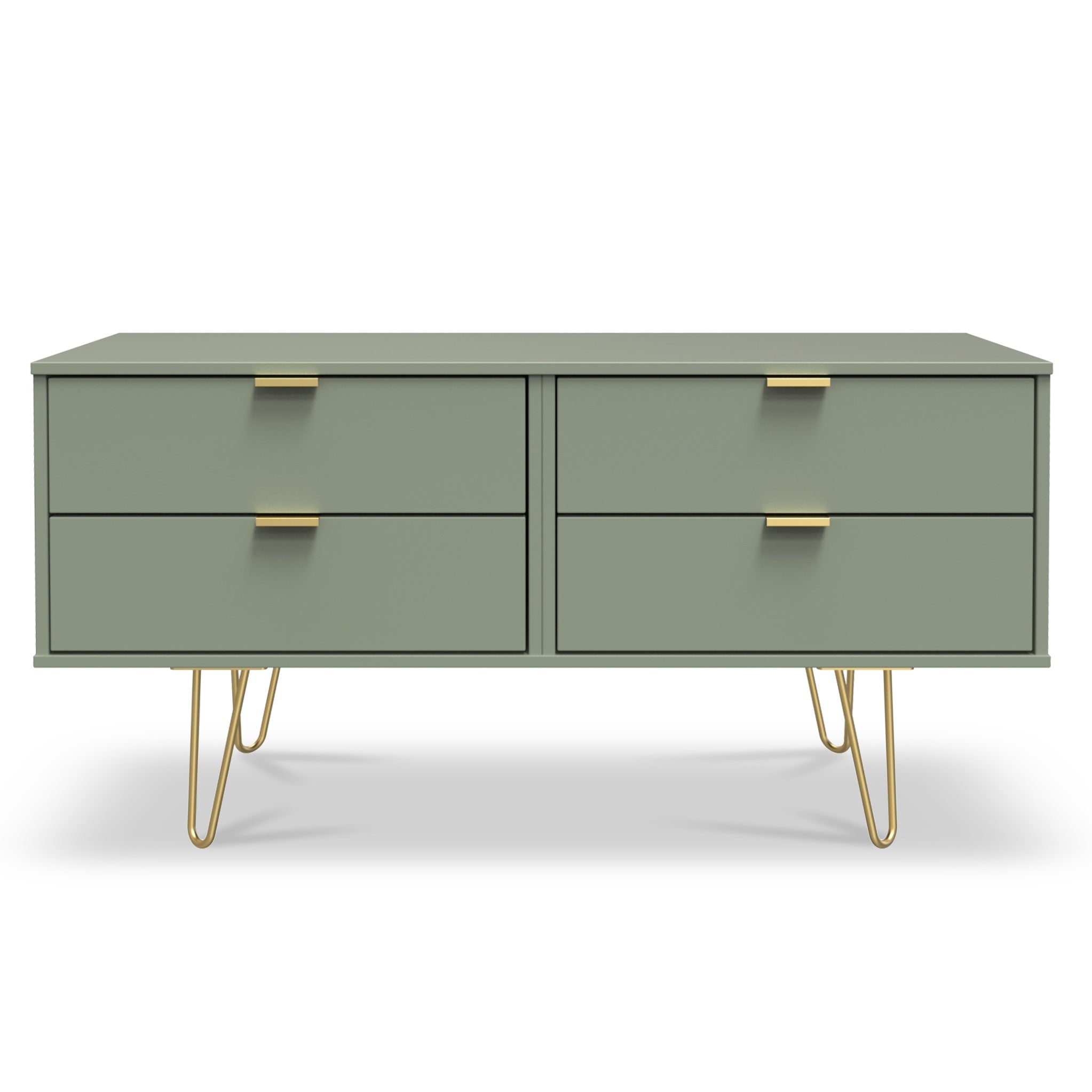 Moreno 4 Drawer Low Storage Chest Unit Olive Green Or Graphite Grey