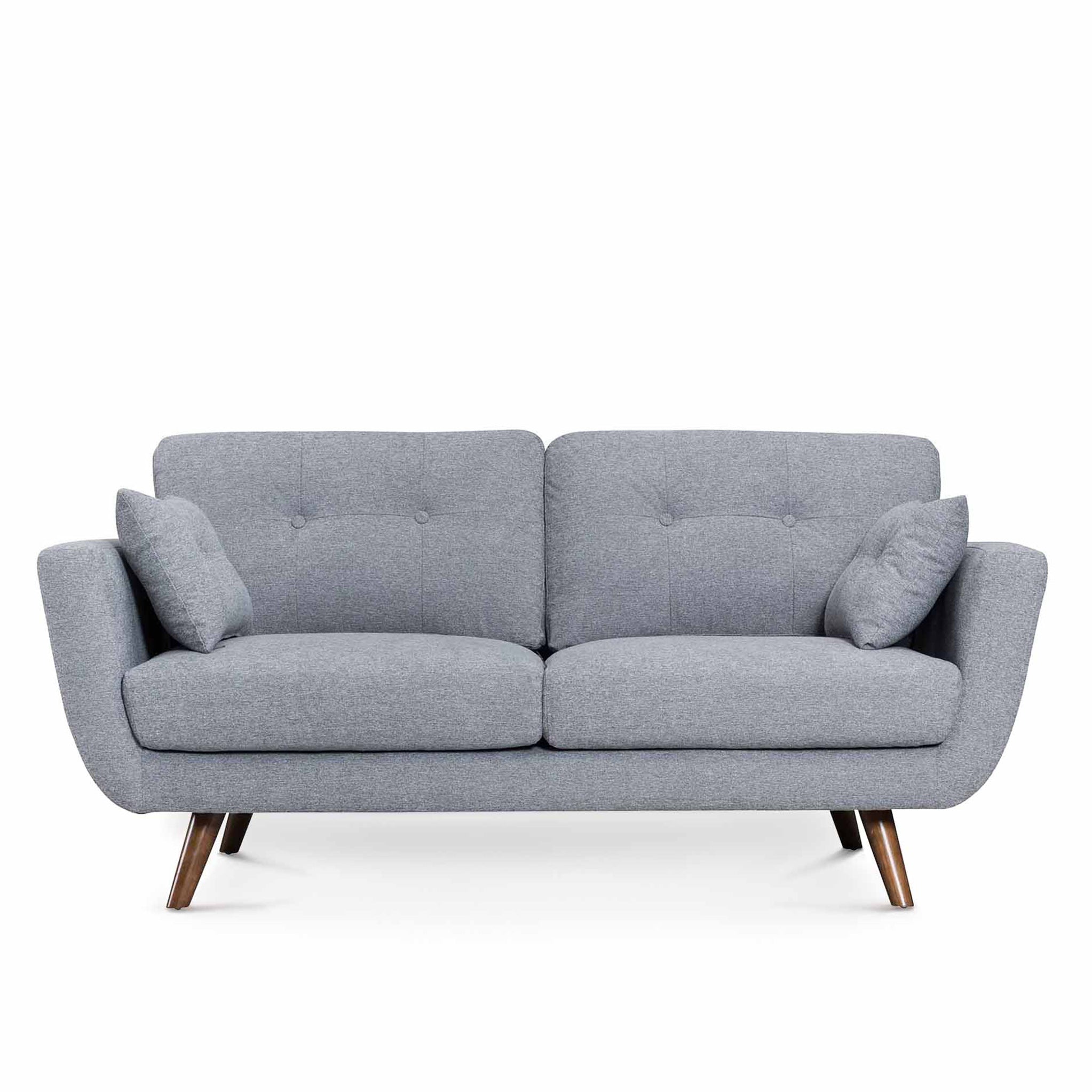 Trom Grey 2 Seater Sofa Scandi Retro Couch Roseland