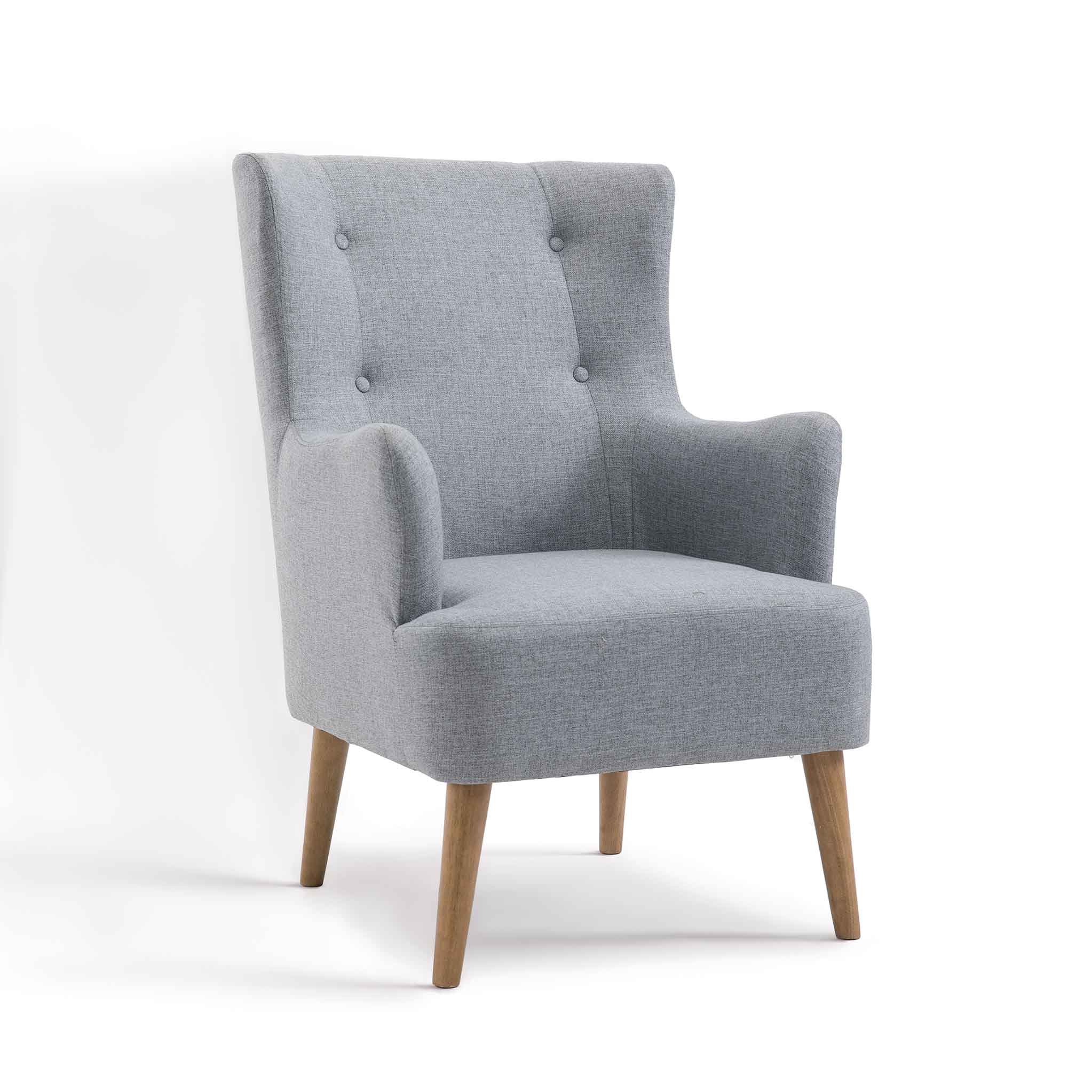 Bergen Grey Fabric Armchair Button Tufted Statement Chair