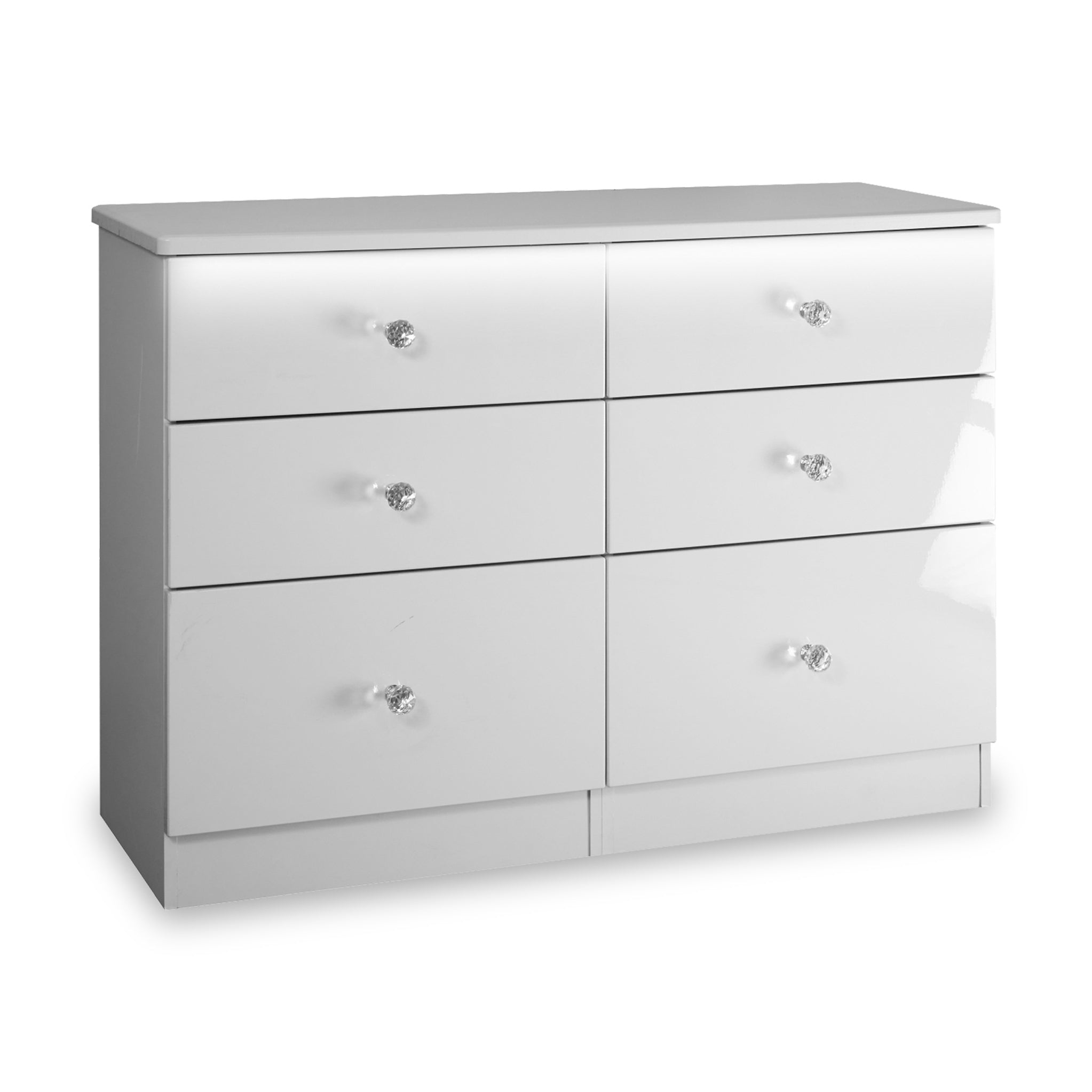 Aria White Gloss With Led Lighting 6 Drawer Wide Chest Roseland