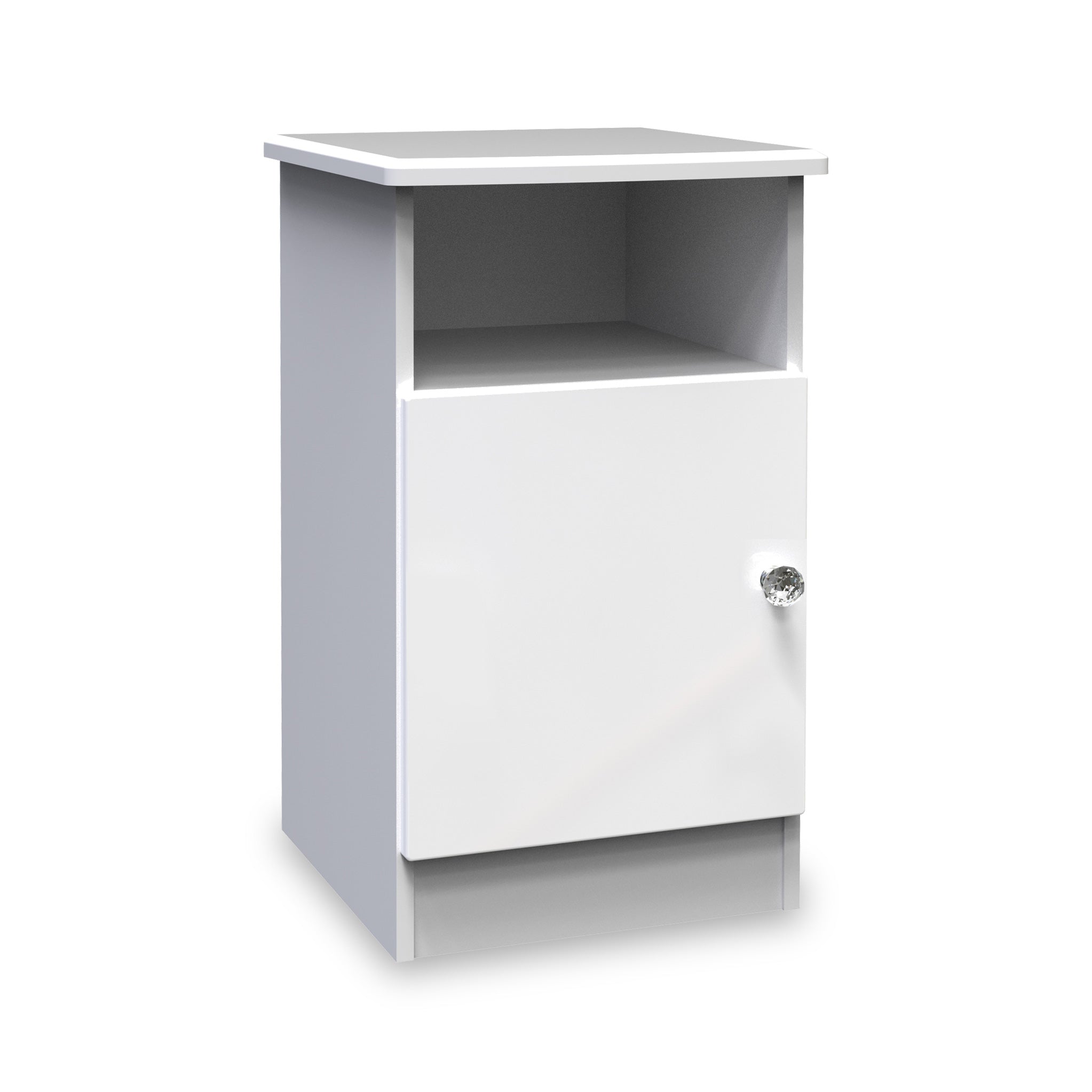 Aria White High Gloss 1 Door Storage Cabinet For Bedroom Or Bathroom