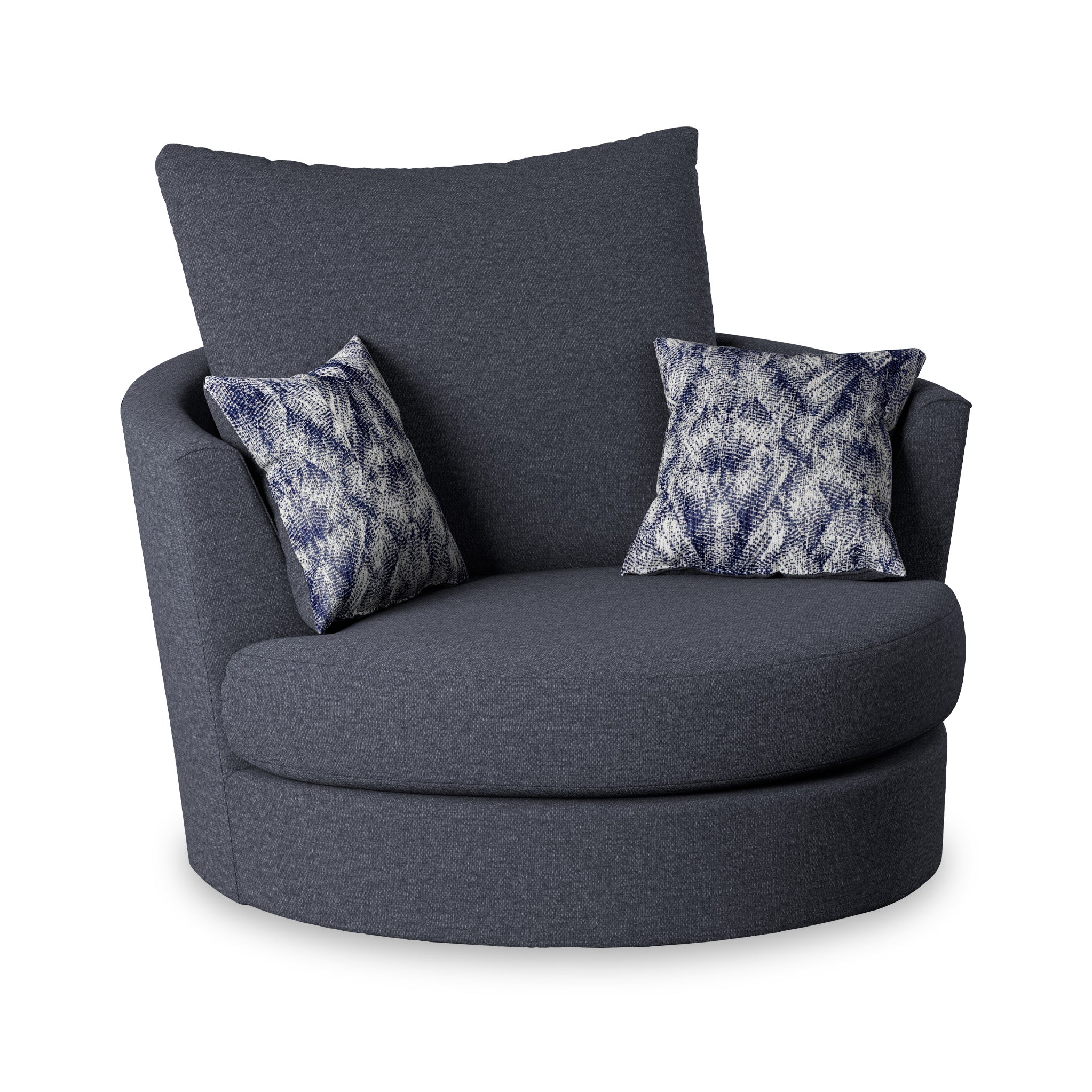 Tisha Circular Fabric Swivel Arm Chair Roseland