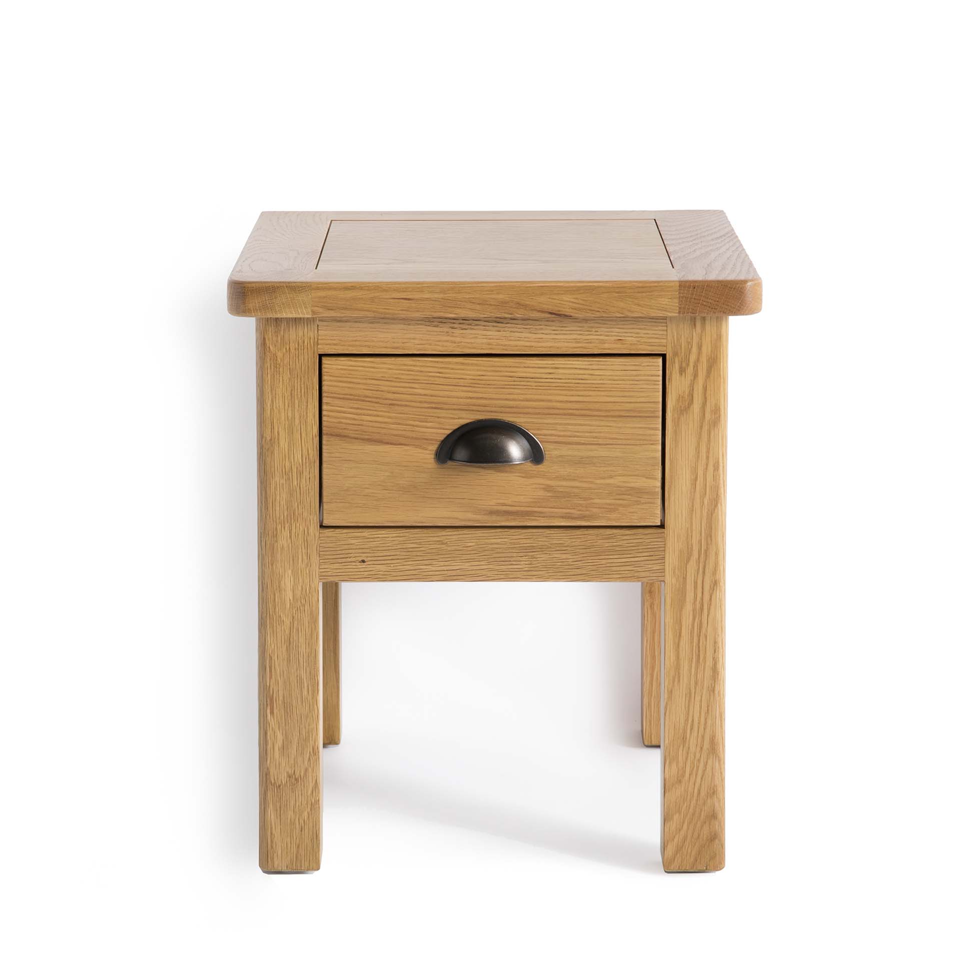 Roseland Oak Side Table With Drawer Lamp Stand Solid Wood Rustic