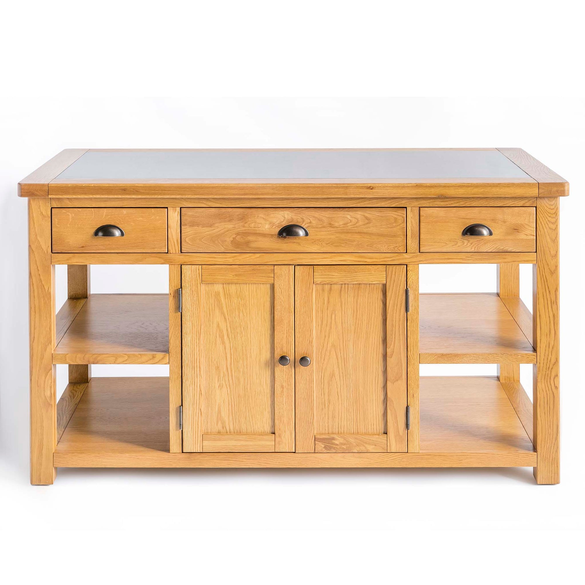 Roseland Oak Kitchen Island Rustic Solid Wood Storage Unit With Granite Top Roseland Furniture