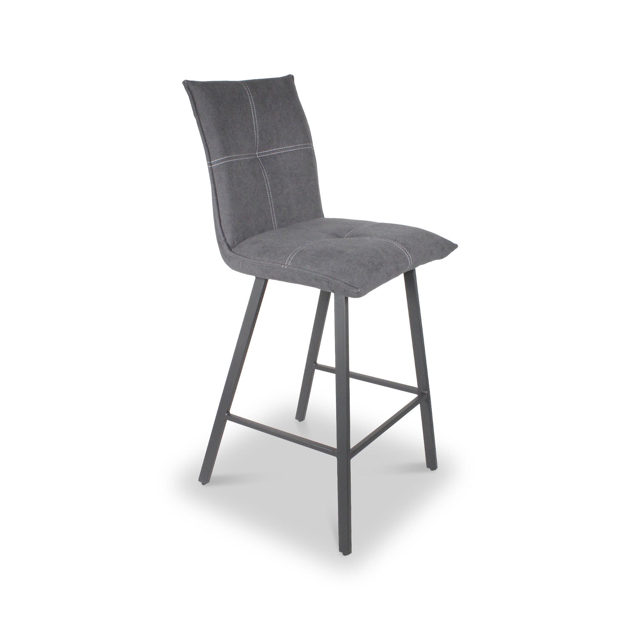 Nicholls Stitched Fabric Bar Stool Grey Dining Stool Roseland