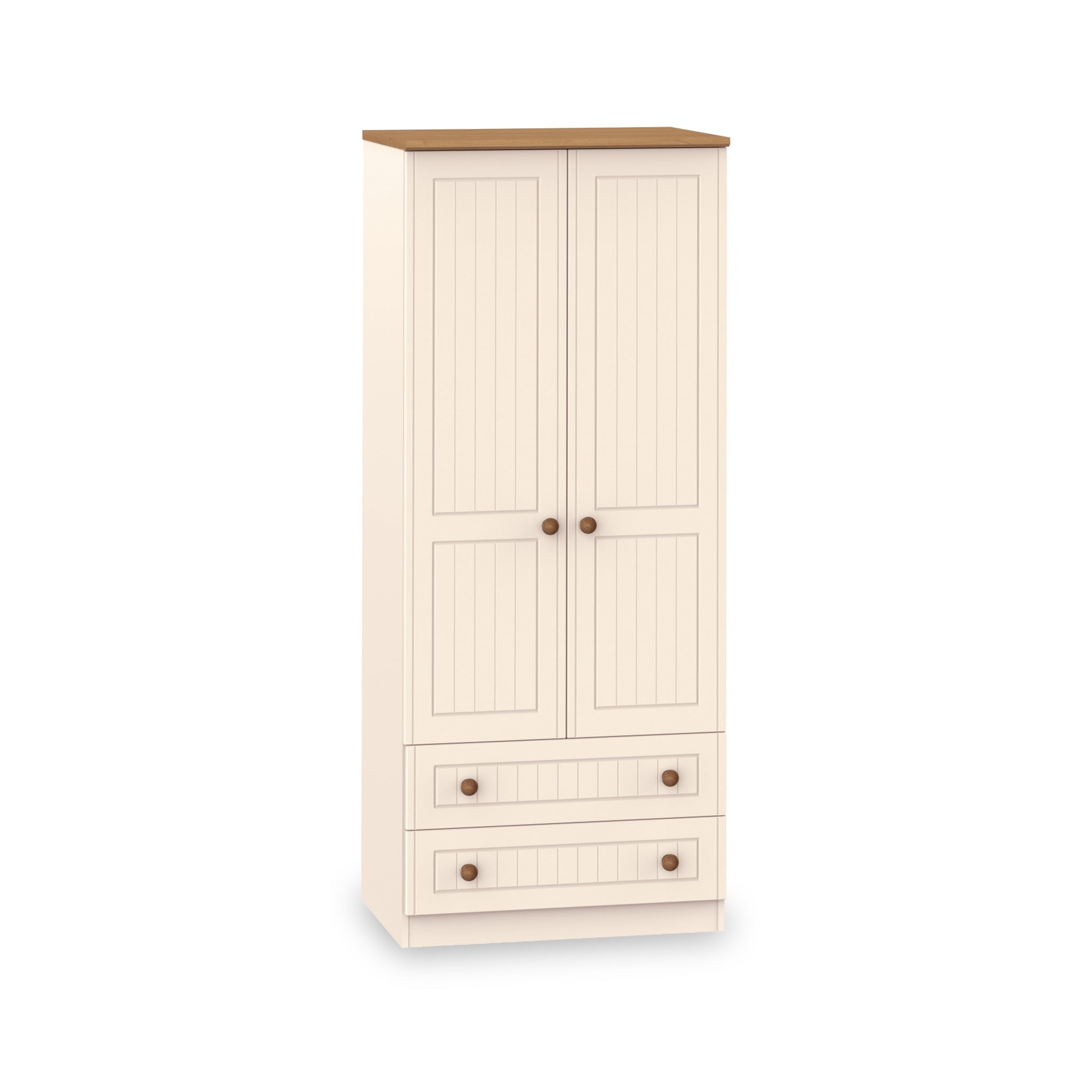 Brixham Country Cream 2 Door 2 Drawer Double Wardrobe Roseland