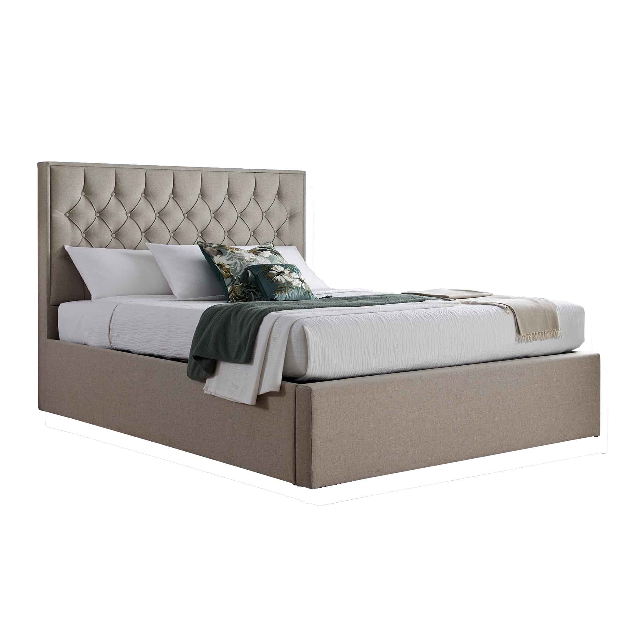 Sutton Fabric Ottoman Storage Bed Double King Size Roseland