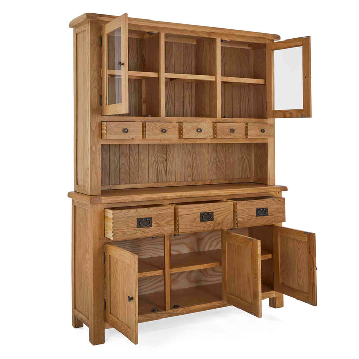 Zelah Oak Kitchen Dresser Solid Wood Country Waxed Finish
