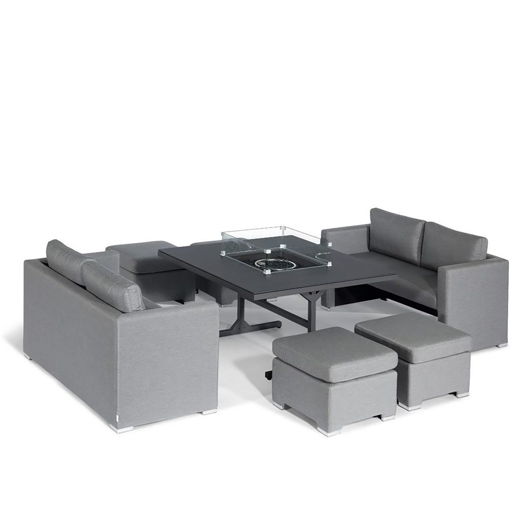 Sunbrella Cube Fire Pit Dining Lounge Set Roseland