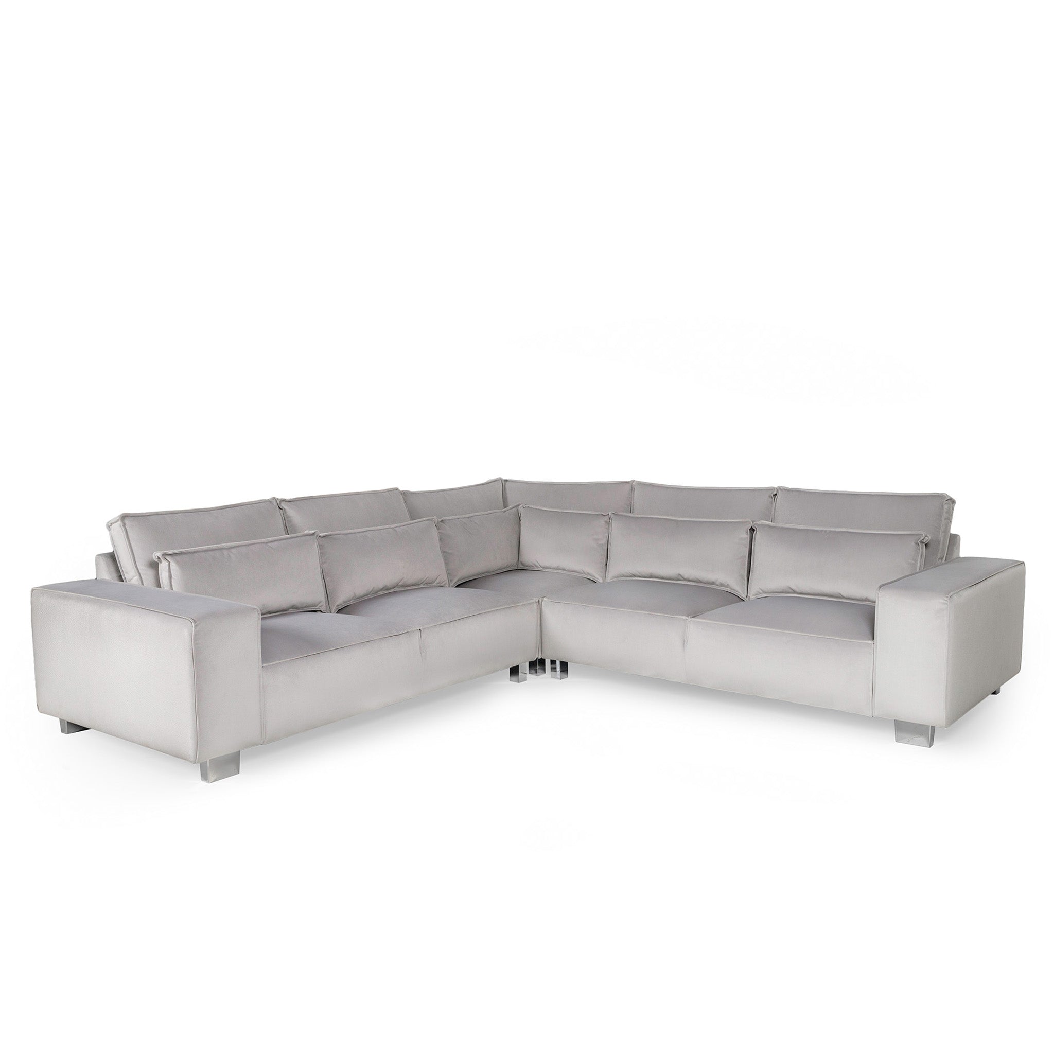 Sloane Luxury Chenille Double Corner Sofa Grey Fabric Roseland