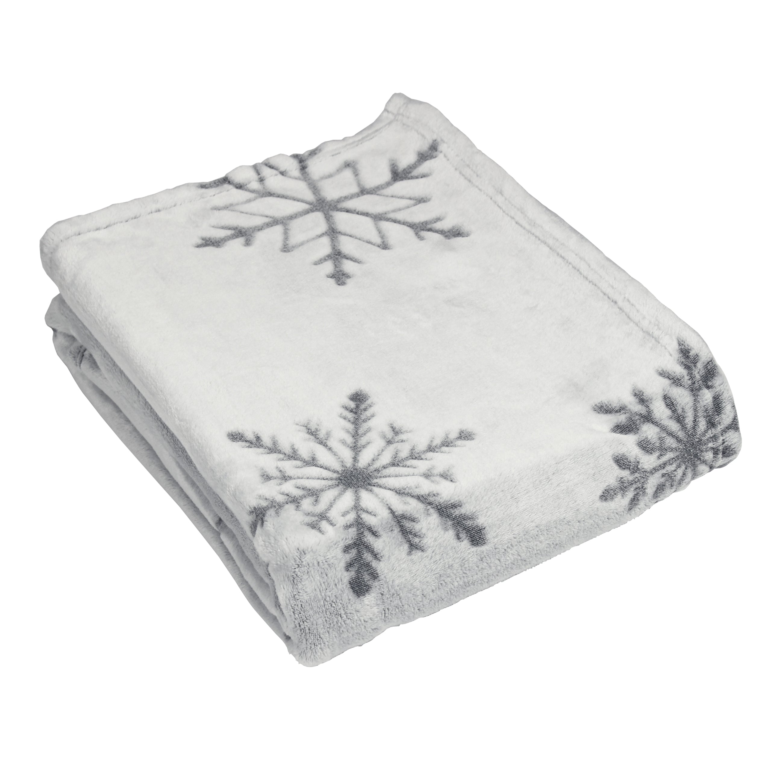 Silver Snow Fall Sofa Fleece Throw Christmas Bed Blanket Roseland