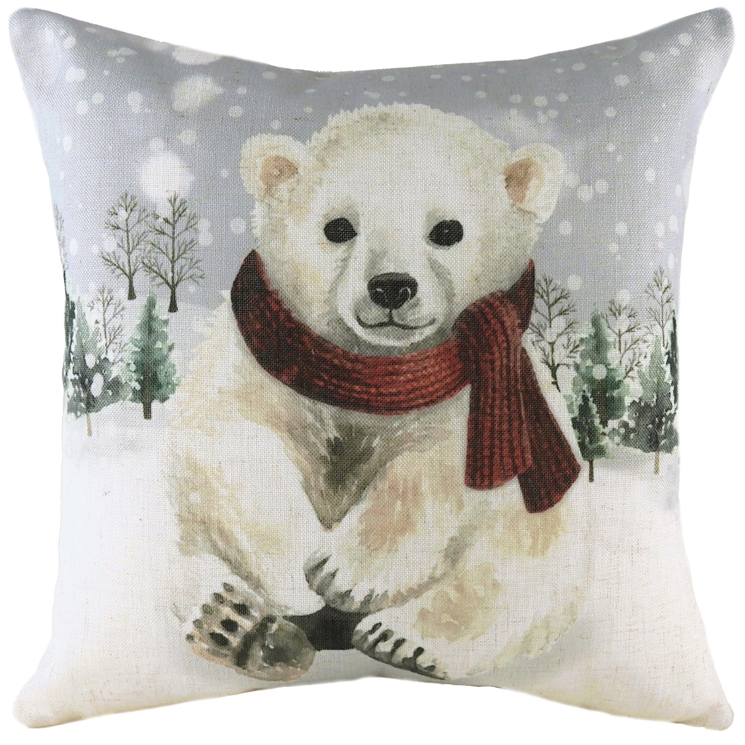 Festive Polar Bear Animal Print Cushion Sofa Pillow Roseland