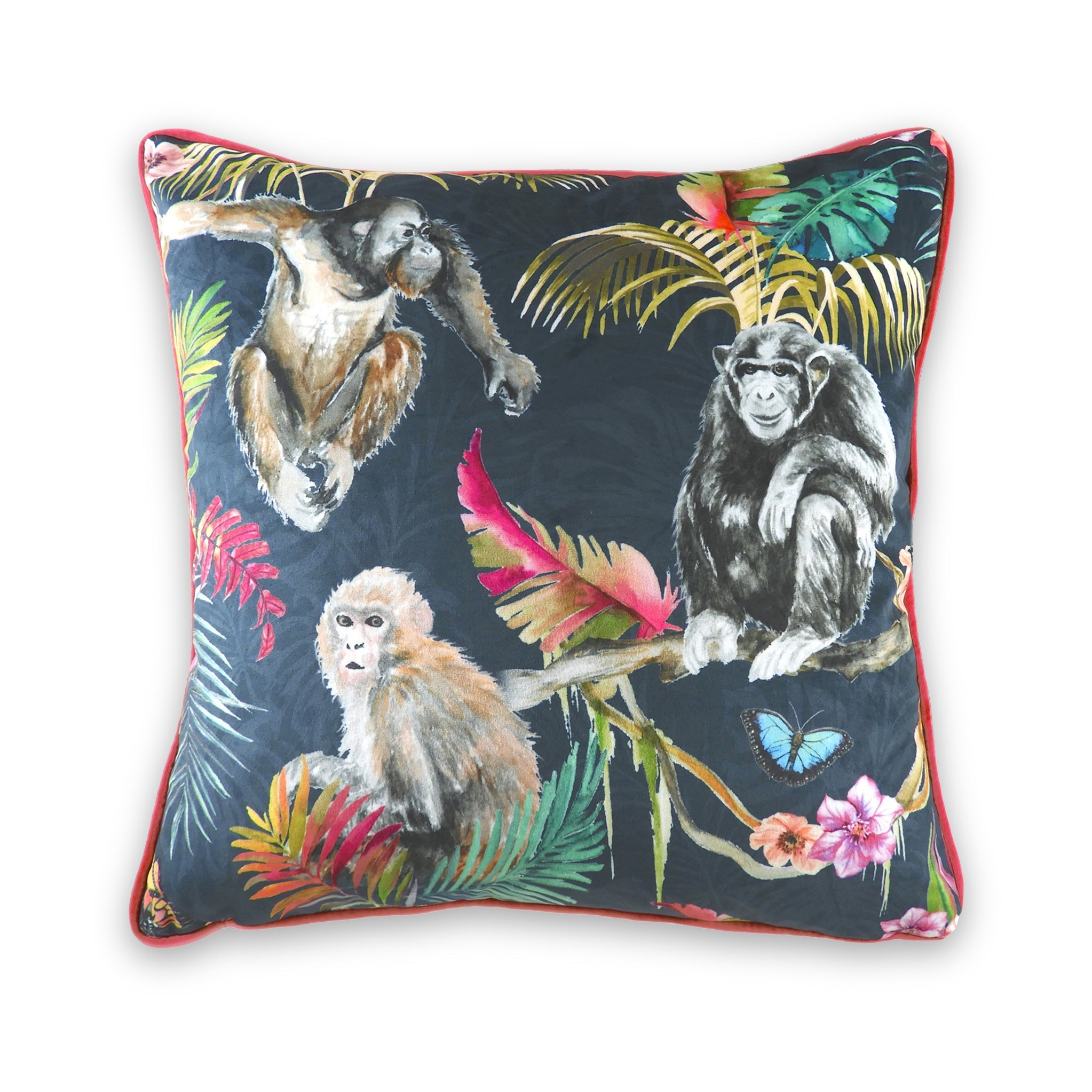 Seoni Piped Jungle Animal Scatter Cushion Velvet Accent Pillow