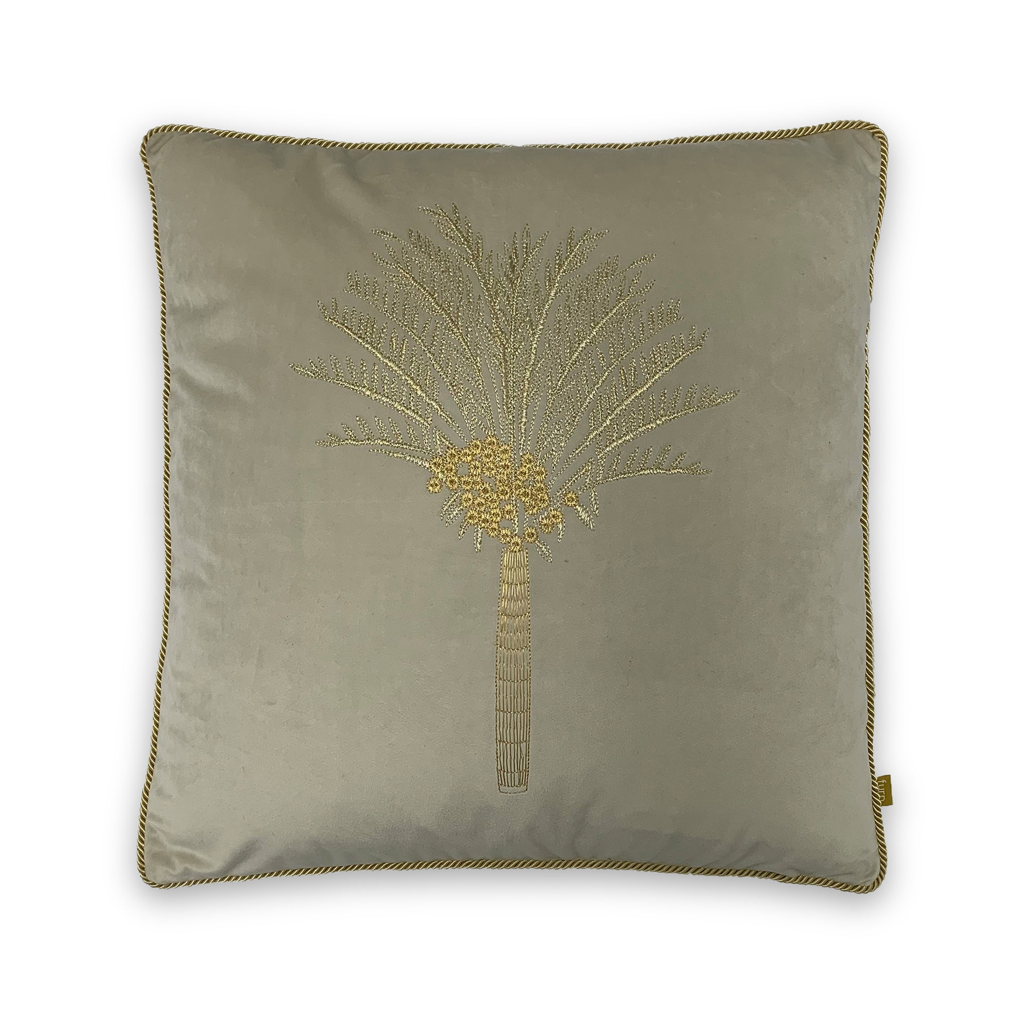 Sertus Palm Embroidered Square Scatter Cushion Velvet Accent Pillow