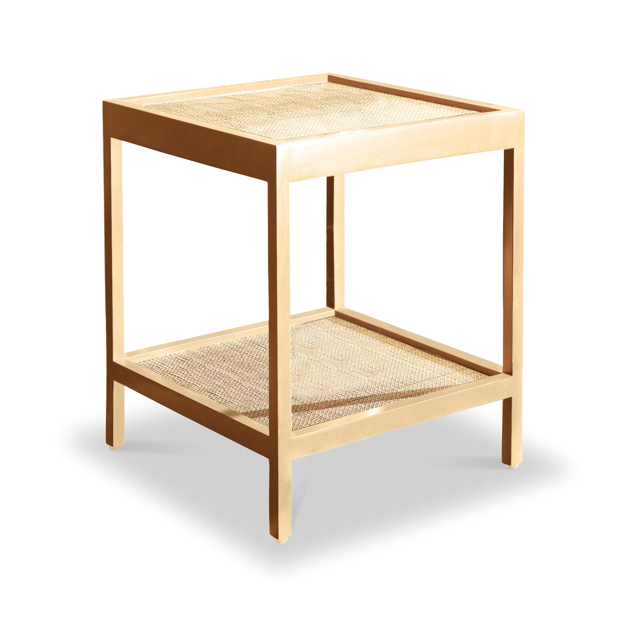 Venti Mango Wood Cane Square Side Table Roseland