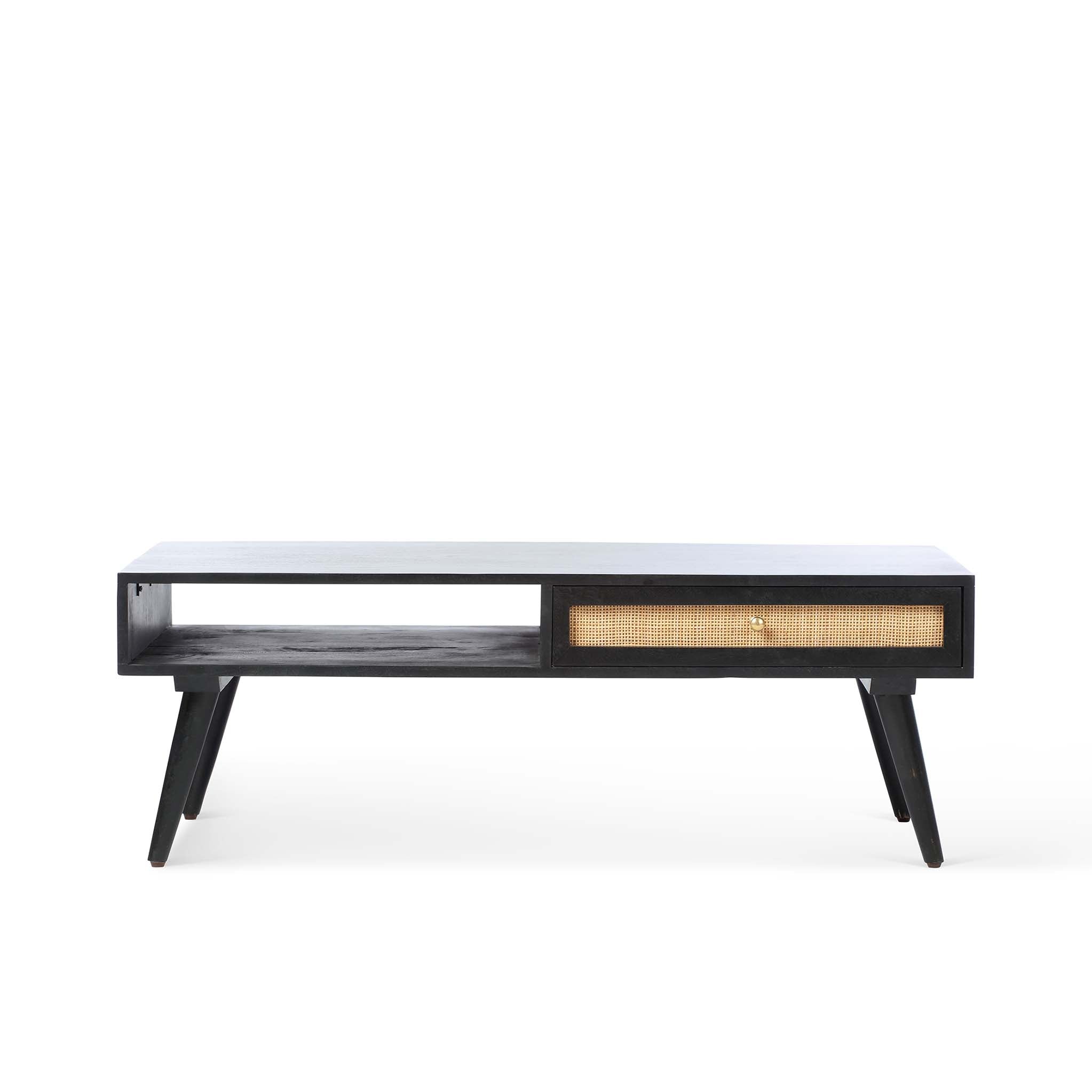 Venti Mango Wood And Cane Coffee Table With Storage Roseland