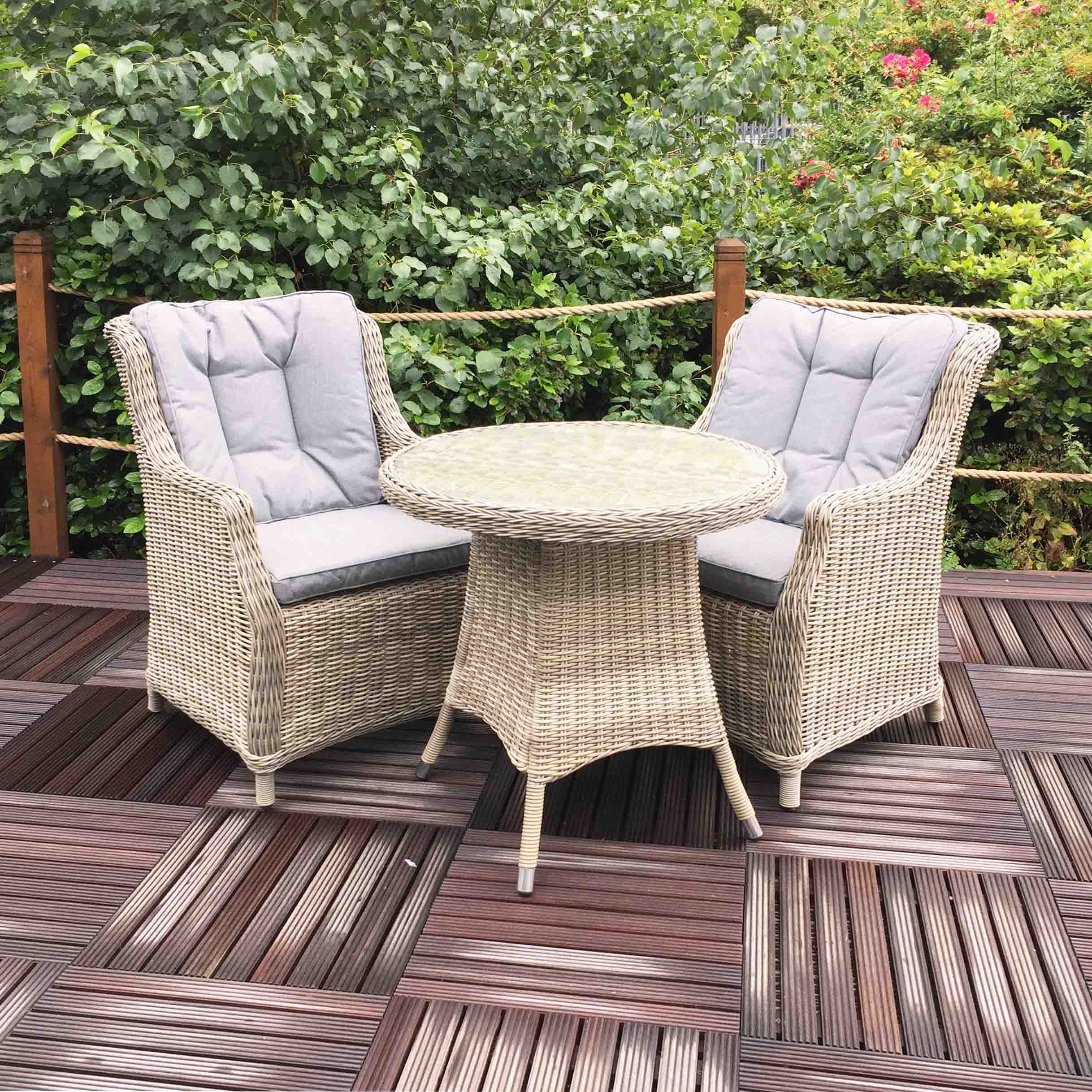 high back rattan bistro set