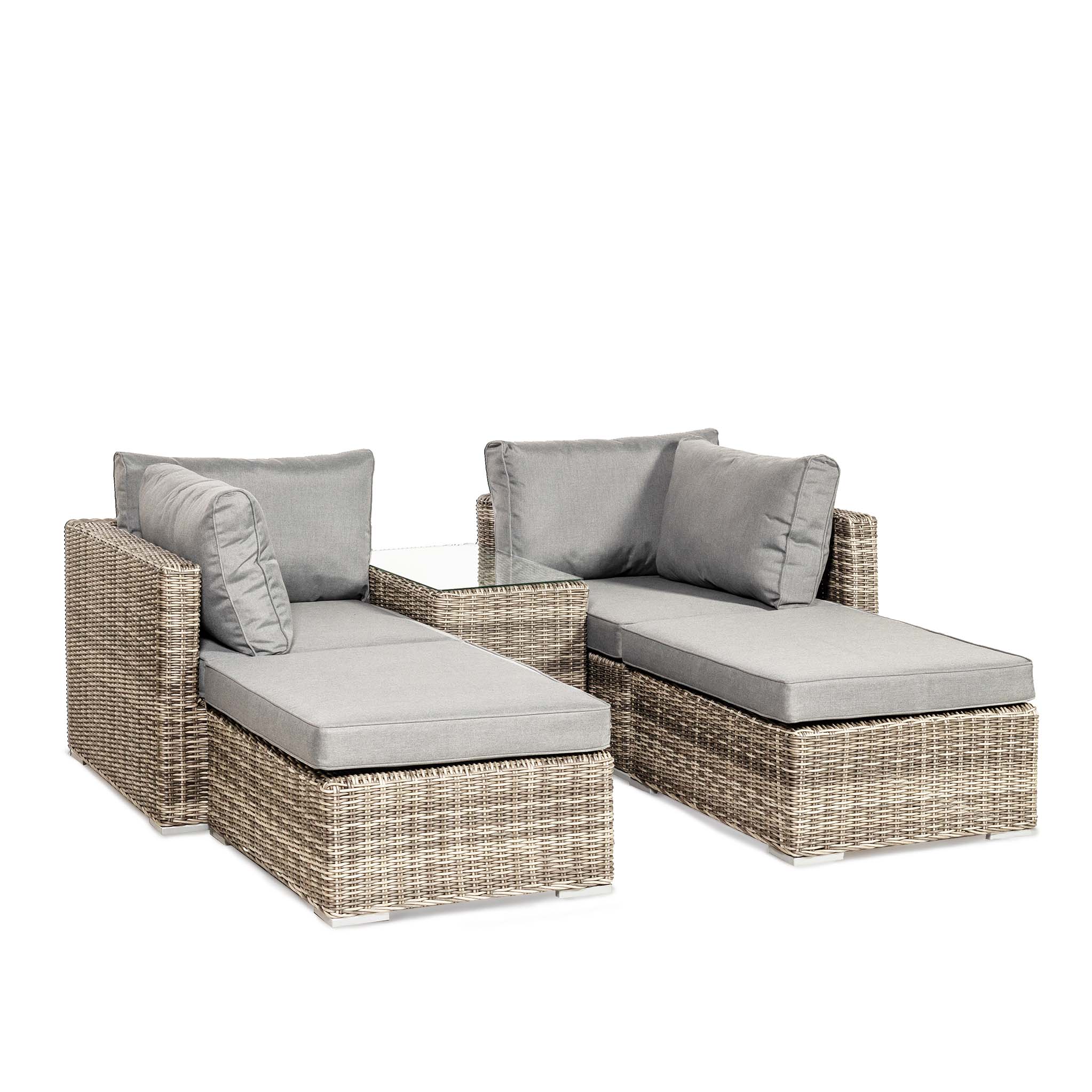 Wentworth Outdoor 4 Seat Multi Position Garden Relaxer Lounger Set