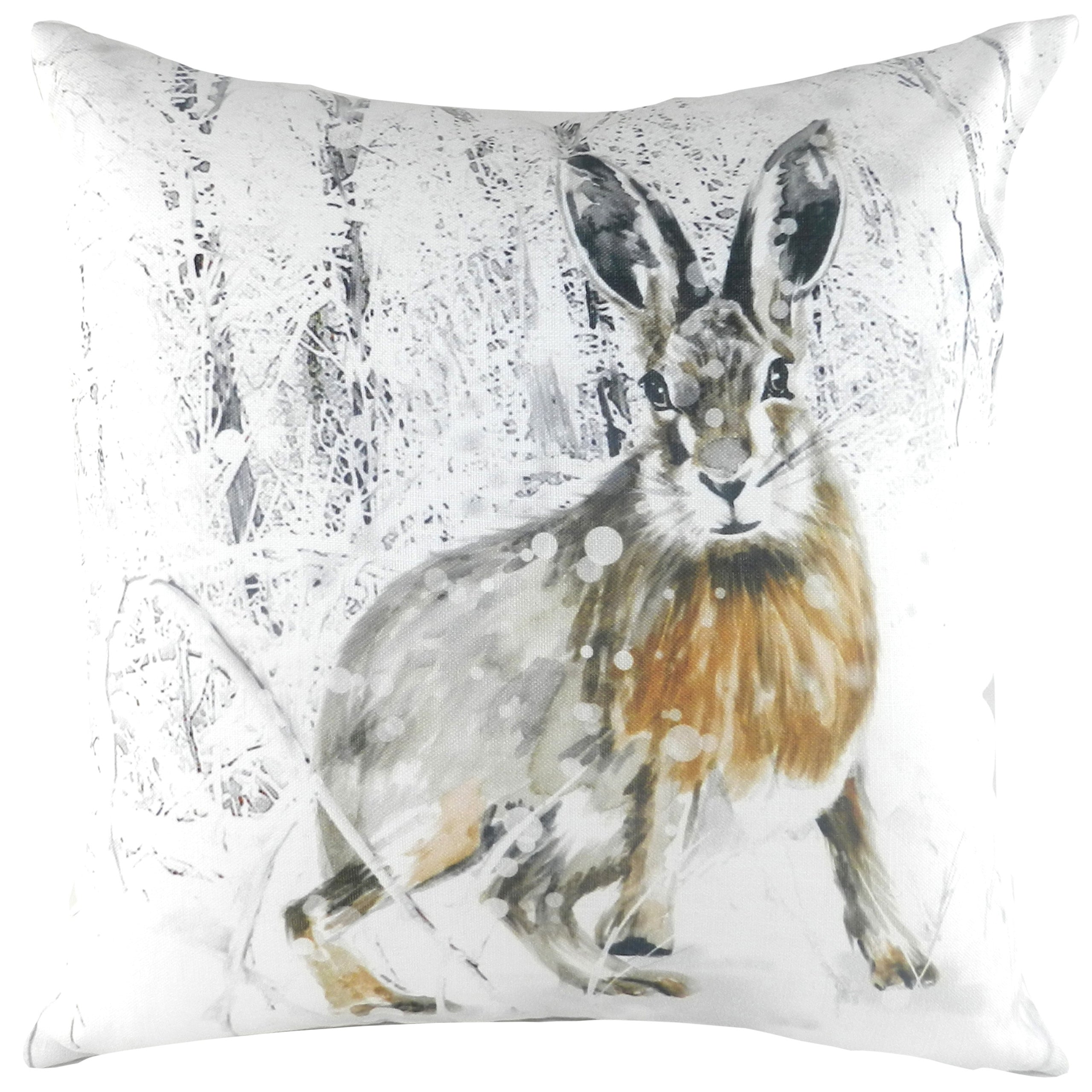 Festive Snowy Hare Animal Print Cushion Sofa Pillow Roseland