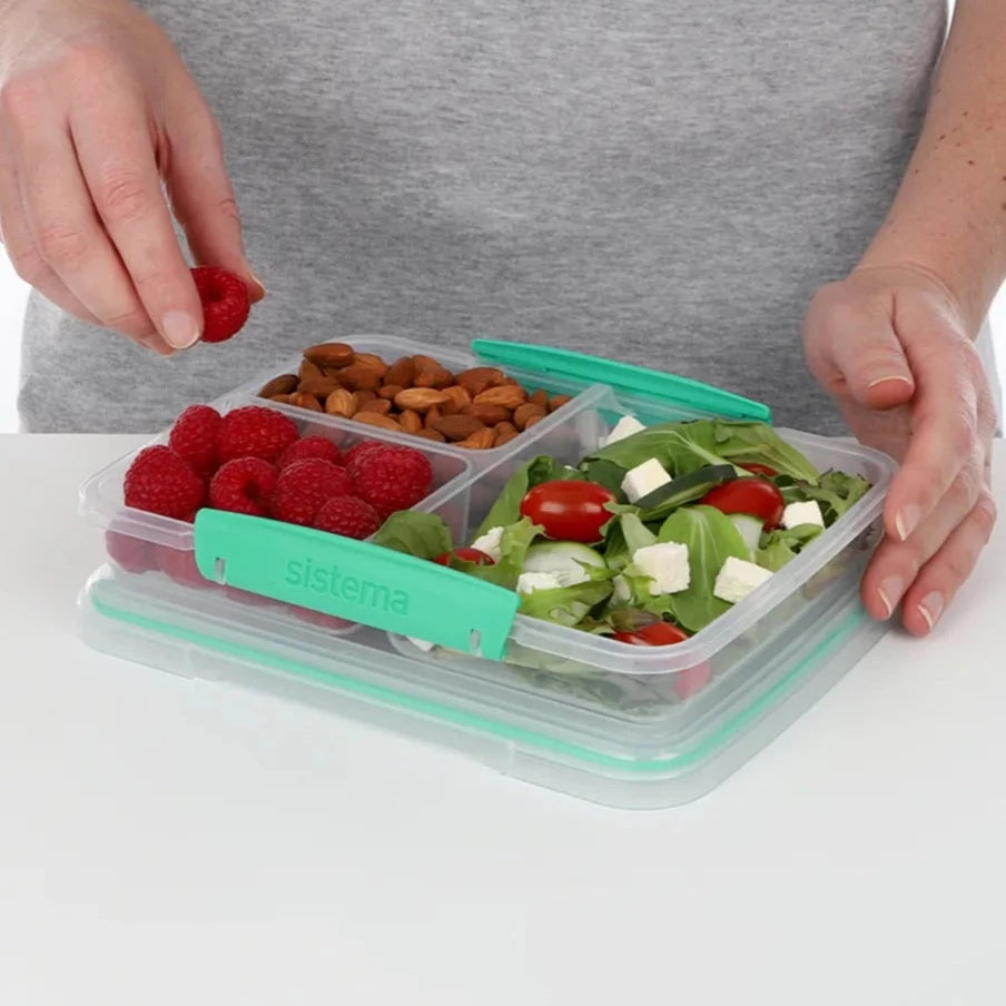 Sistema Salad To Go 1.1L Lunch Box Food Container with Removeable Tray &  Cutlery