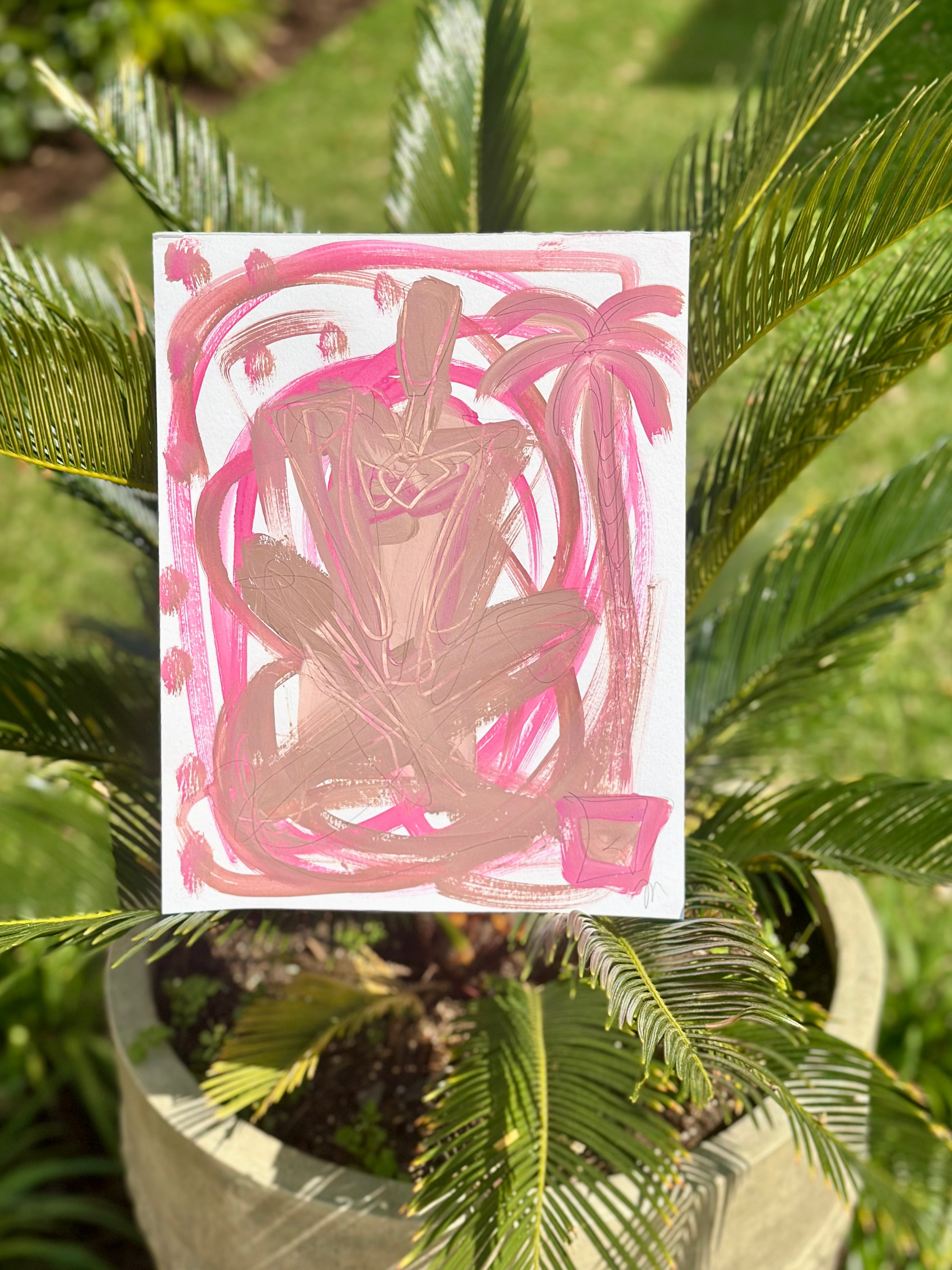 9x12 Hot Pink Rose Figure Study