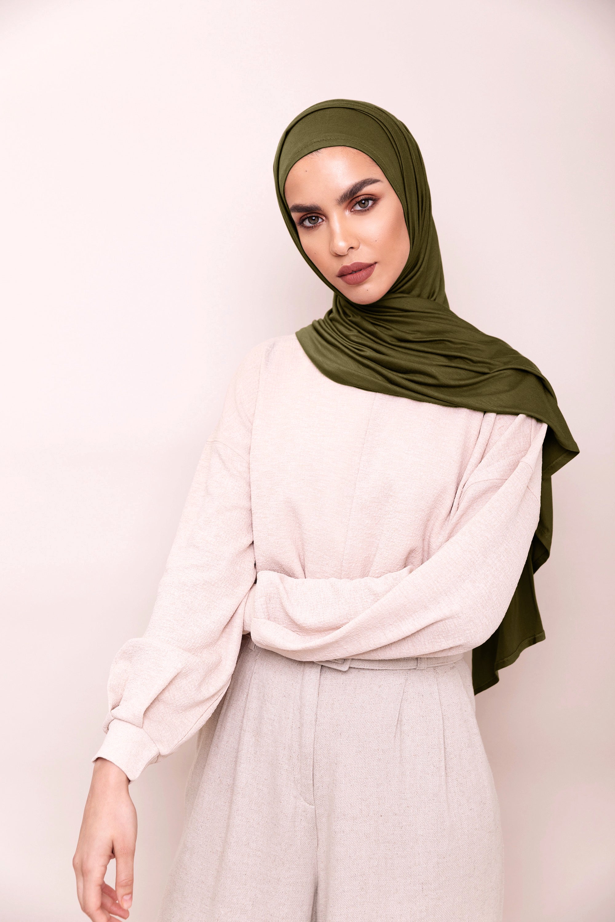 Dark Olive Instant Hijab VOILE CHIC Presewn Instant