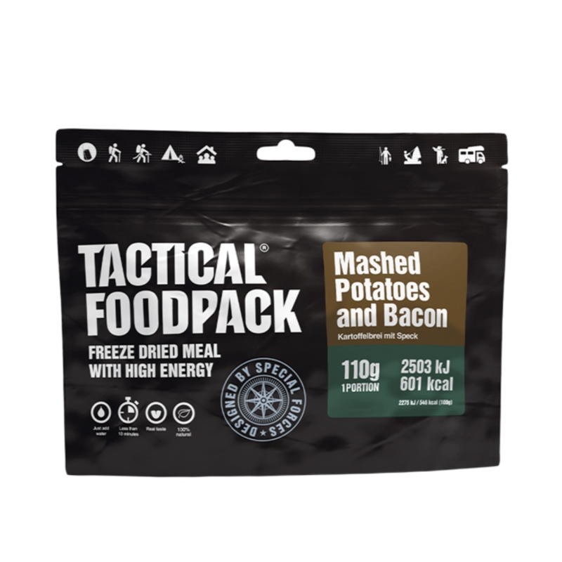 Se Tactical Foodpack Kartoffelmos med Bacon - 110g hos Survivalstore.dk