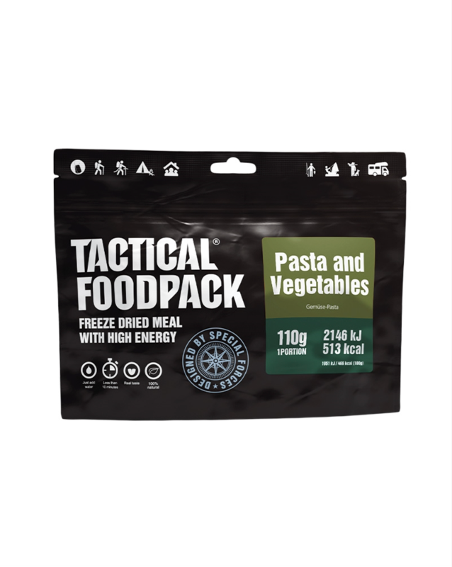 Se Pasta med Grønsager - Frysetørret Mad - Tactical Food Pack hos Survivalstore.dk