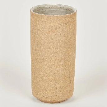 Handmade Clay Cylinder Vase in Sand Finish - 8" | Afloral