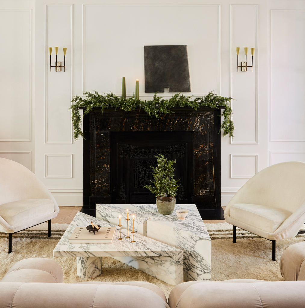 Faux Juniper Garland on Mantel