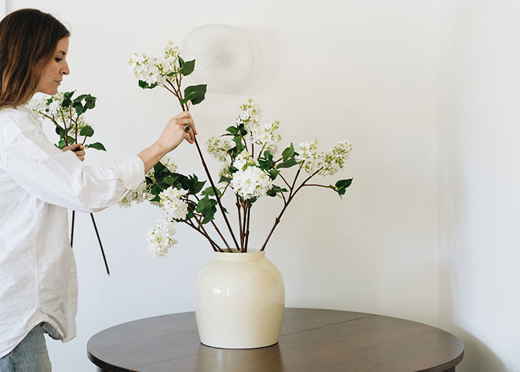 Arranging Faux Flowers in Vase