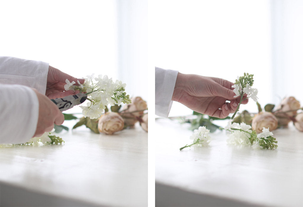 Faux Lilacs for DIY Wedding Corsage